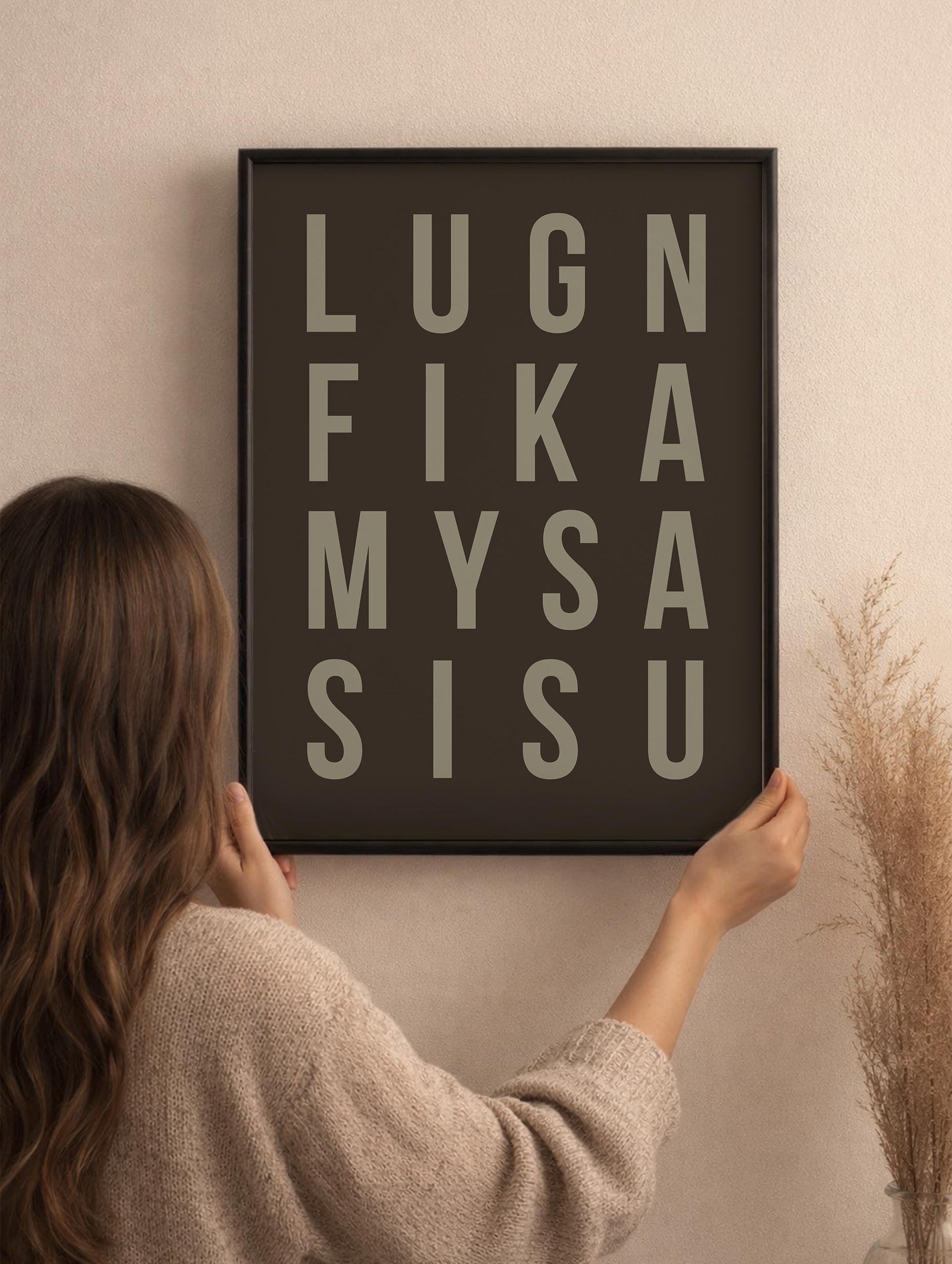 Lugn Fika Mysa Sisu Typography Poster Mockup