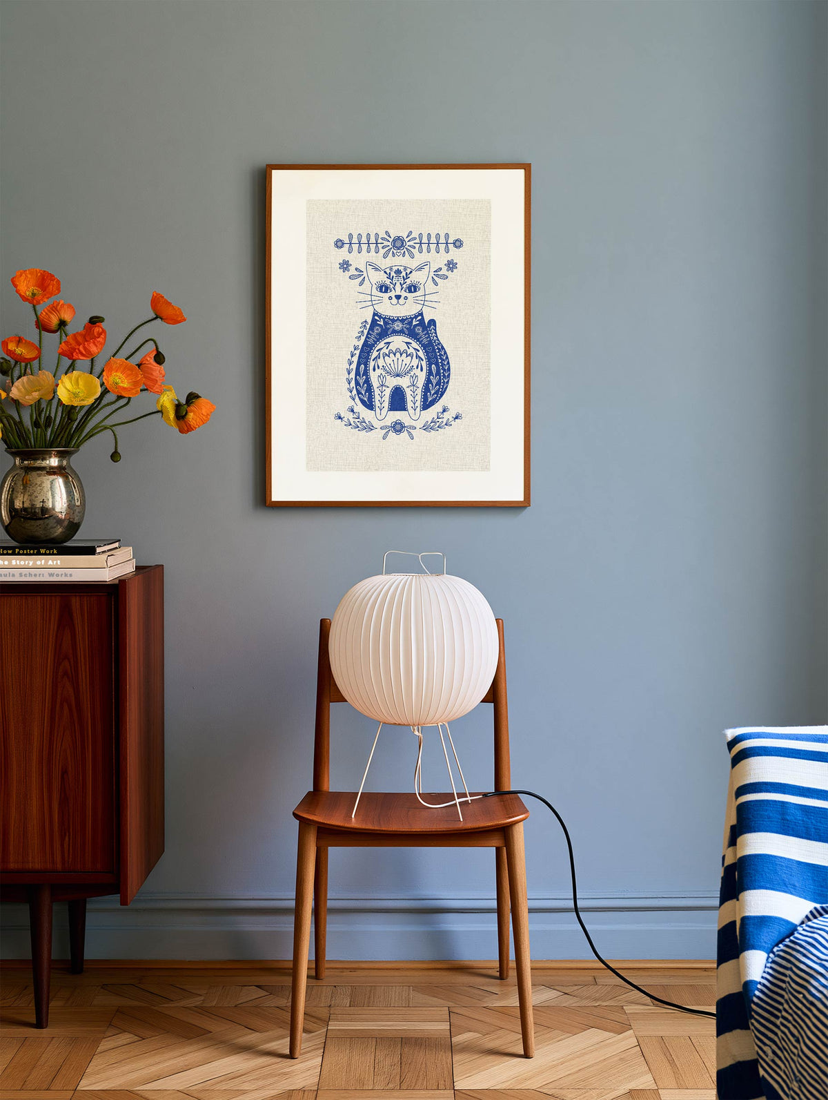 Alexendra Weise - Blue Folk Cat Poster