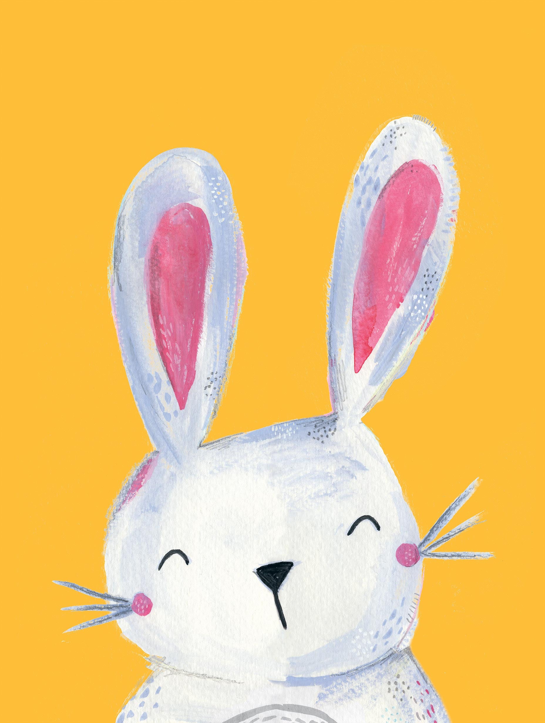 Laura Pantony - Woodland Bunny on Yellow Poster
