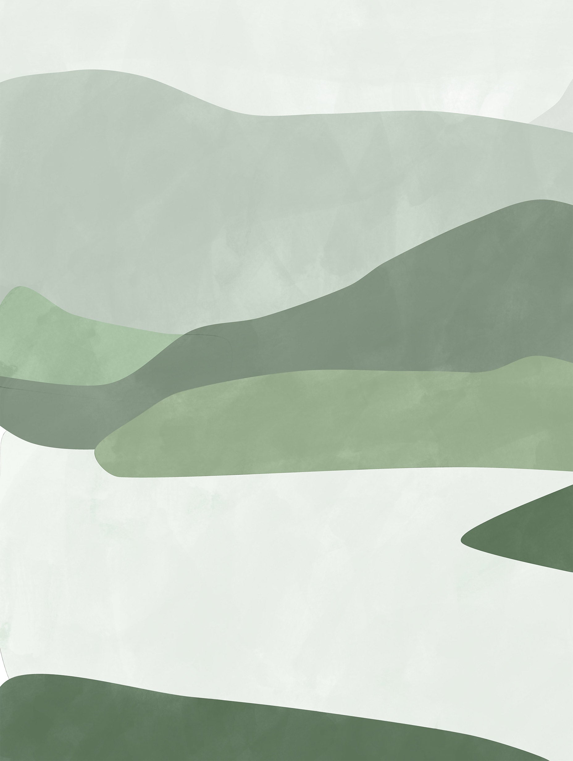 Elena Ristova - Green Hills Minimalist Landscape Poster No. 1
