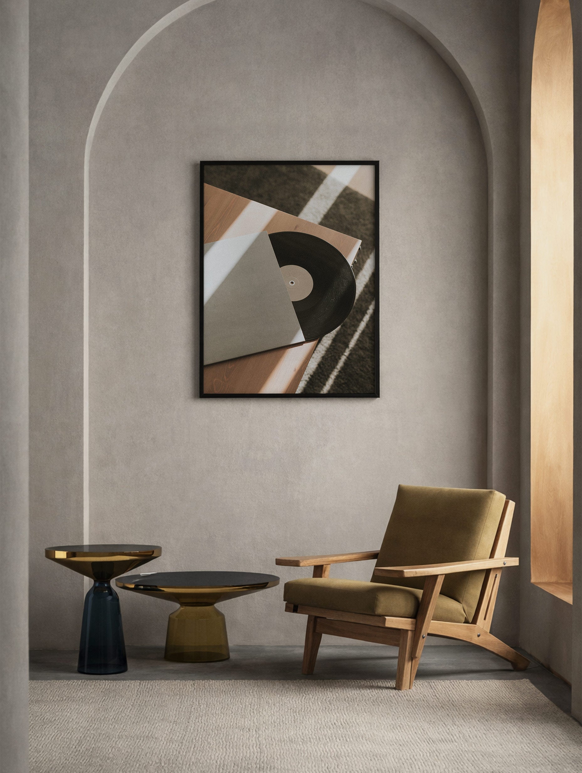 Black Vinyl Record Retro Wall Art Mockup