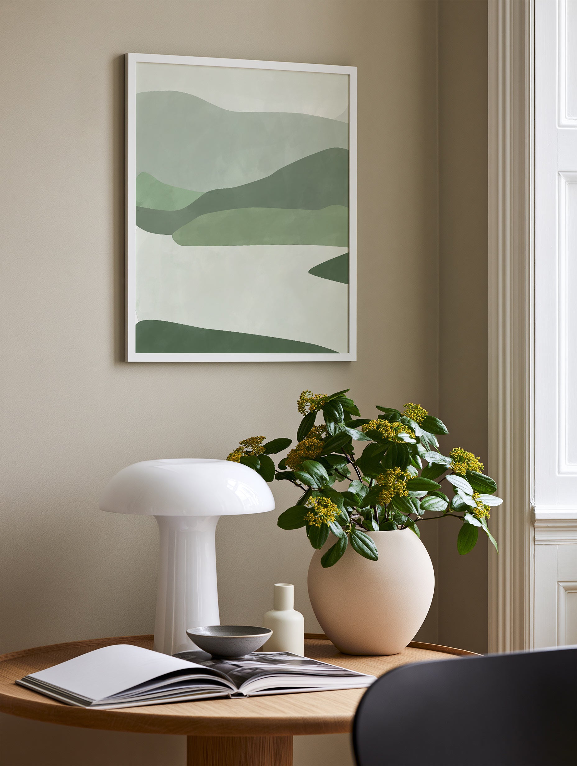 Elena Ristova - Green Hills Minimalist Landscape Poster No. 1