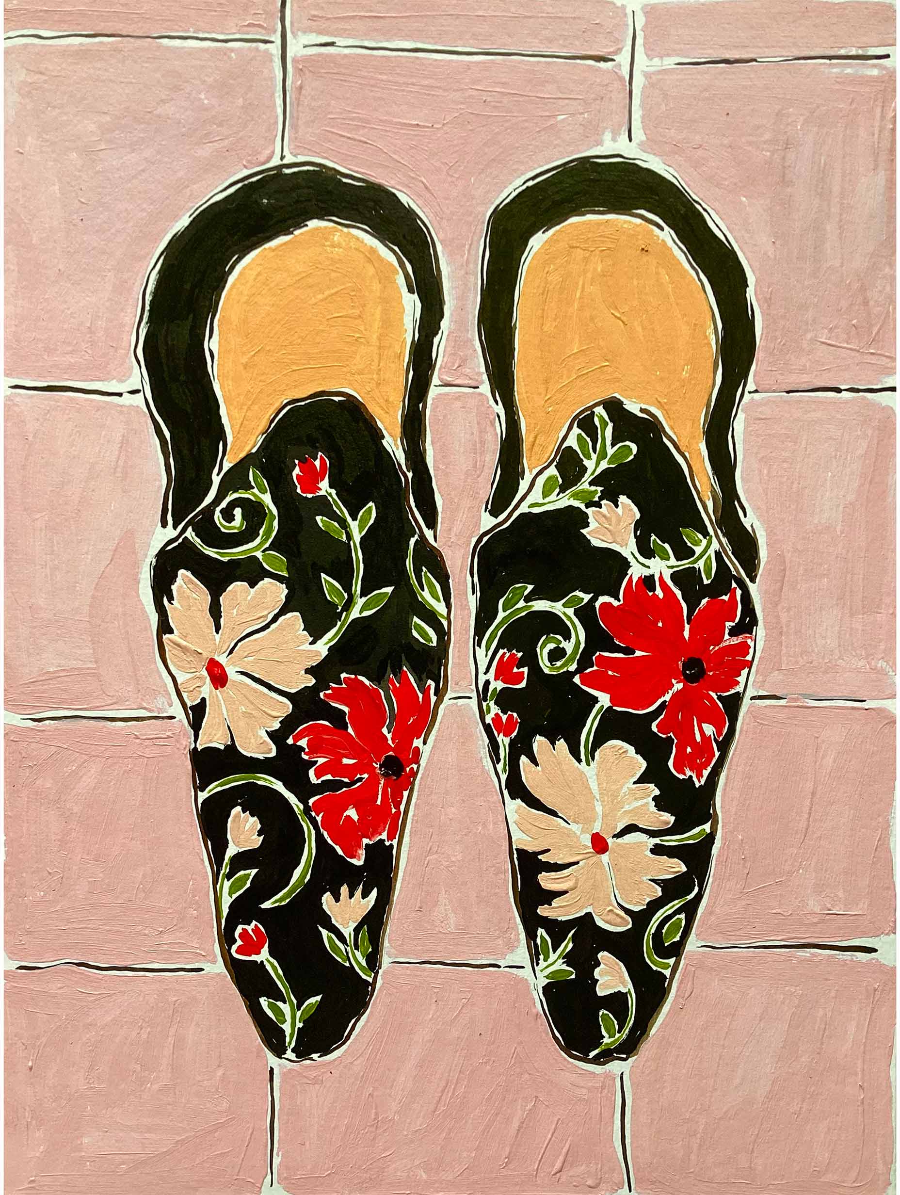 Rushati Chowdhury - Black Shoes On Pink Tiles Poster