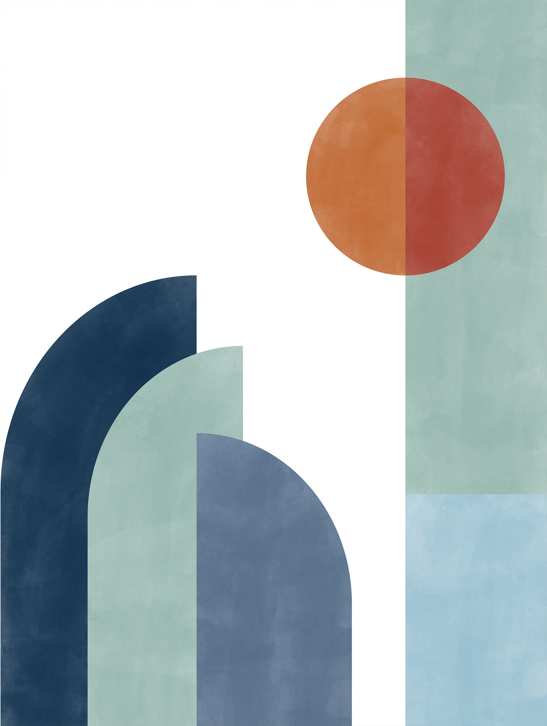 Elena Ristova - Blue & Rust Retro Poster No. 2