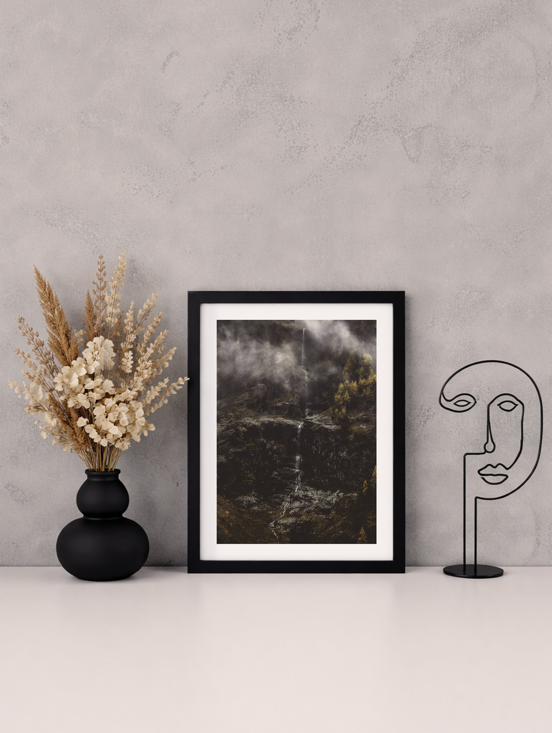 Misty Mountain Waterfall Wall Art