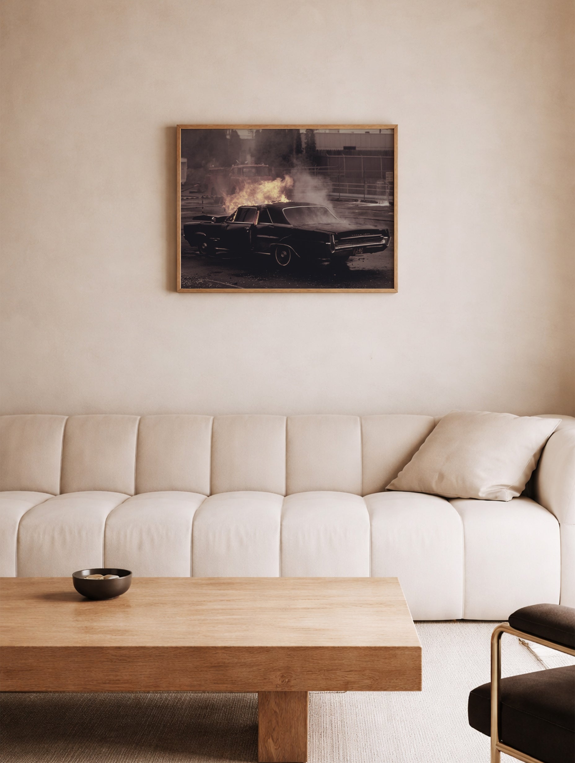 Pontiac Grand Prix vintage brennende bilplakat