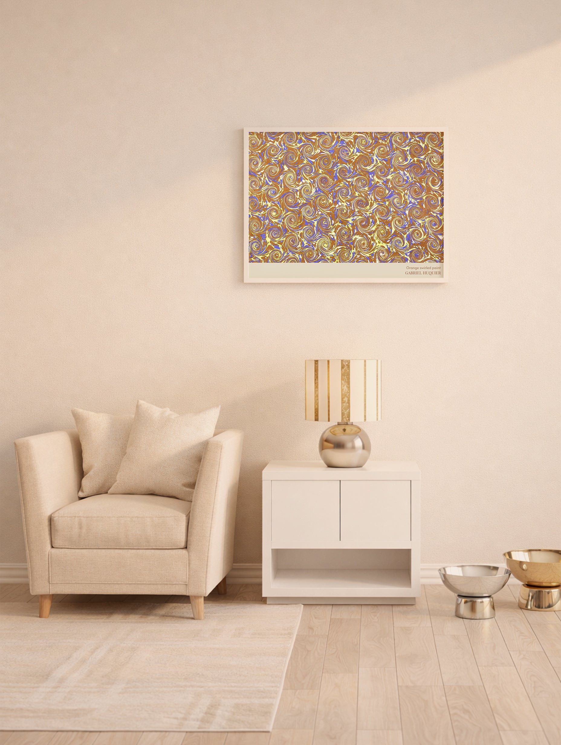 Orange Swirled Paint Gabriel Huquier Abstract Art Print