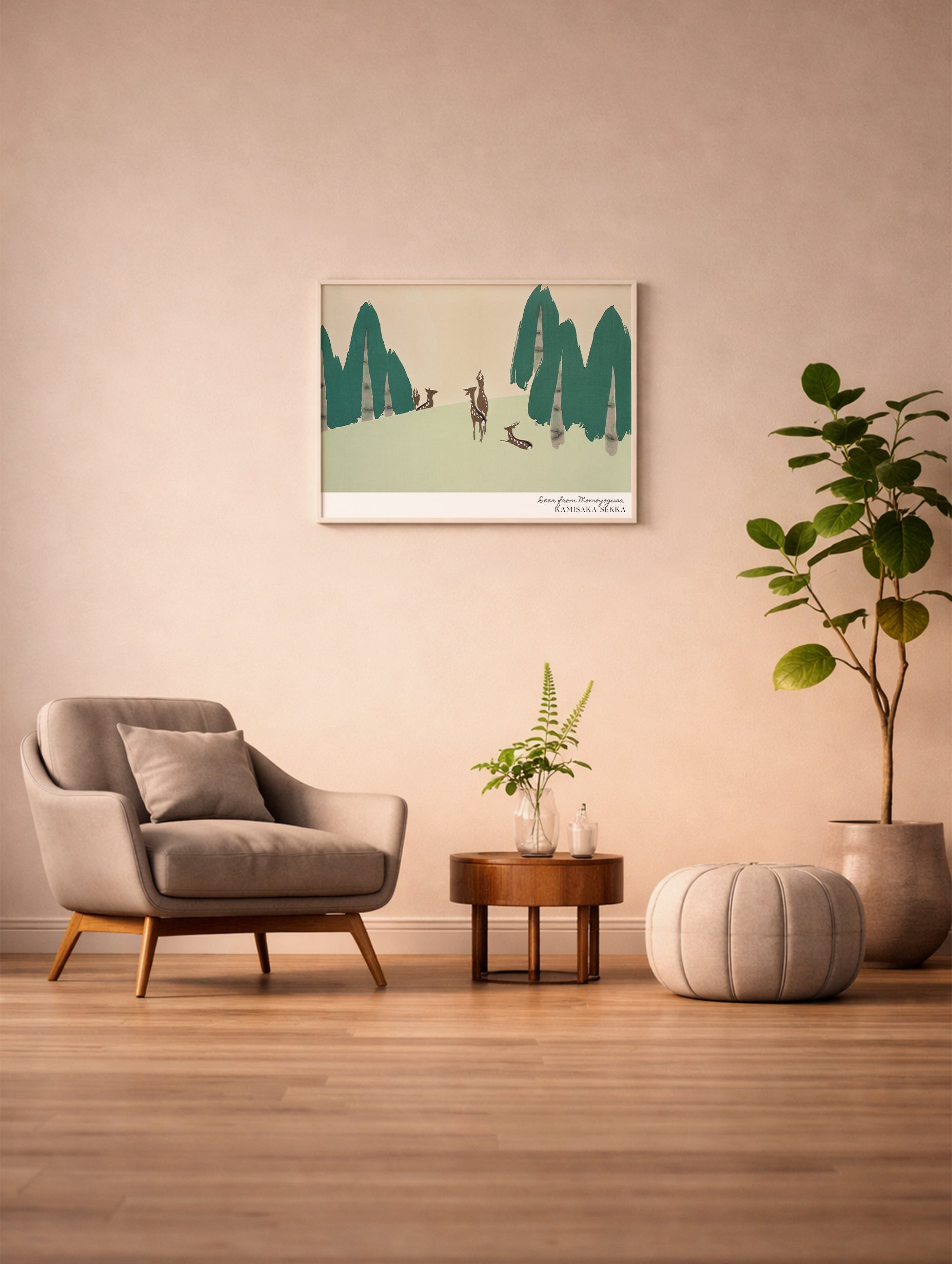 Hjort fra Momoyogusa Kamisaka Sekka Art Print