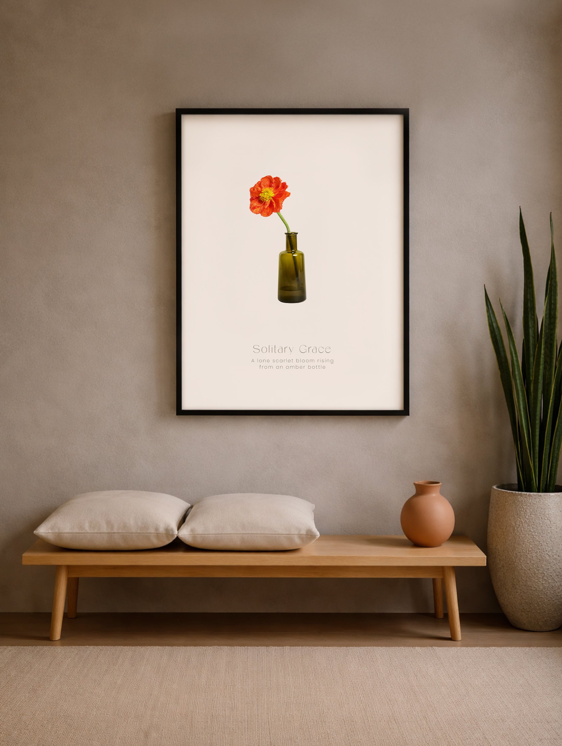 Solitary Grace Minimal Flower Poster