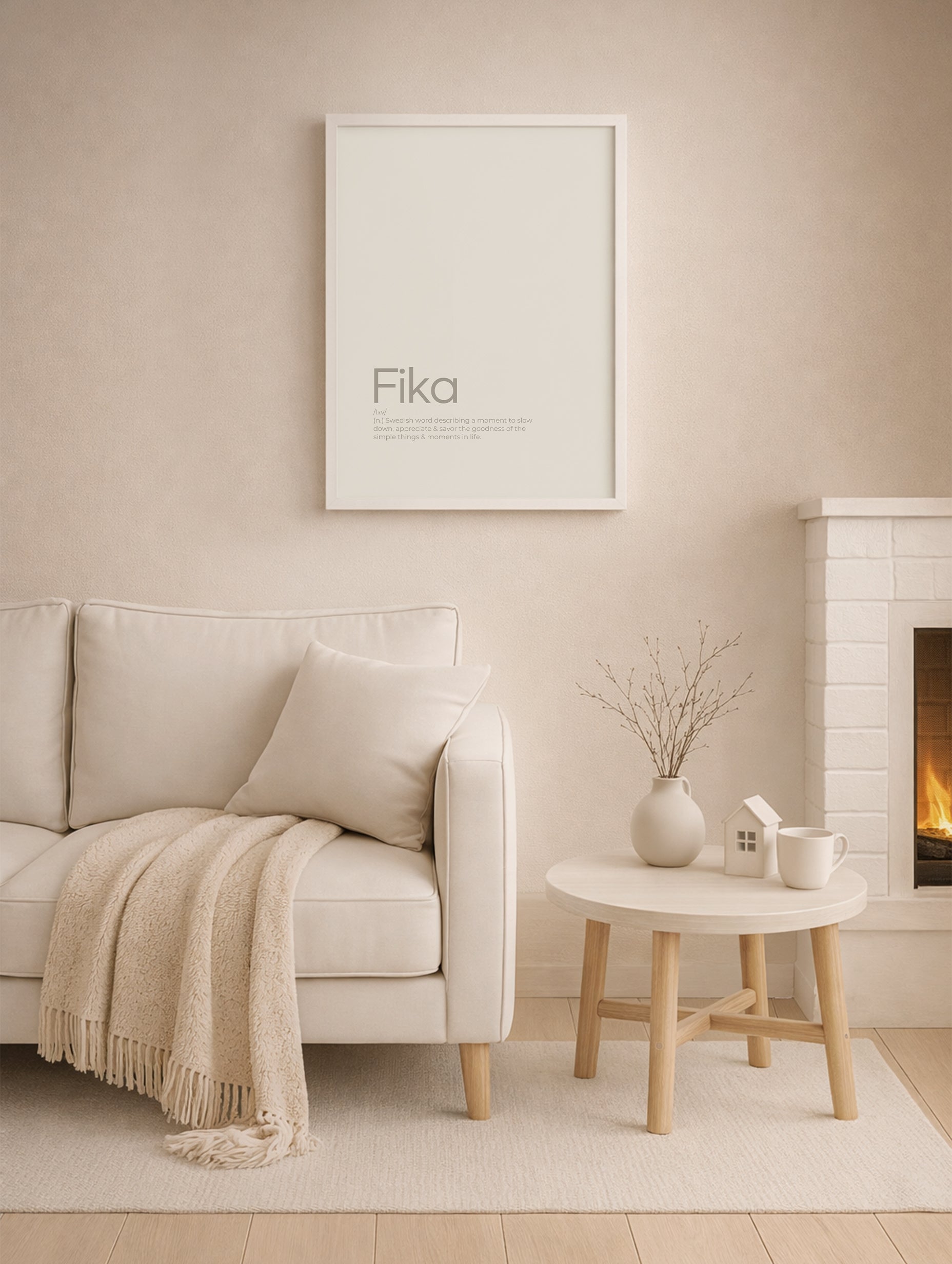 Fika Minimalist Scandinavian Quote Poster