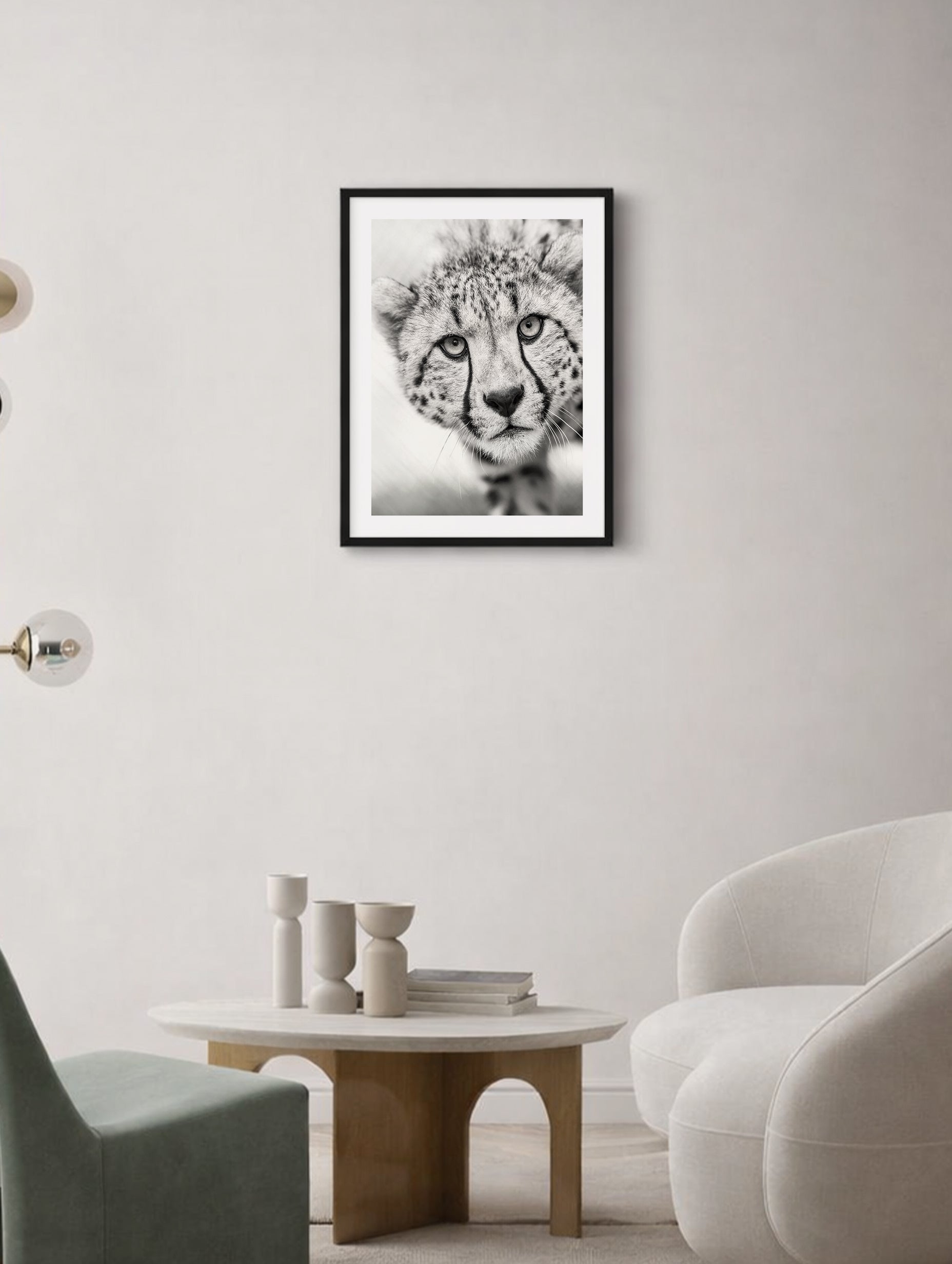 Cheetah Black and White Animal Poster