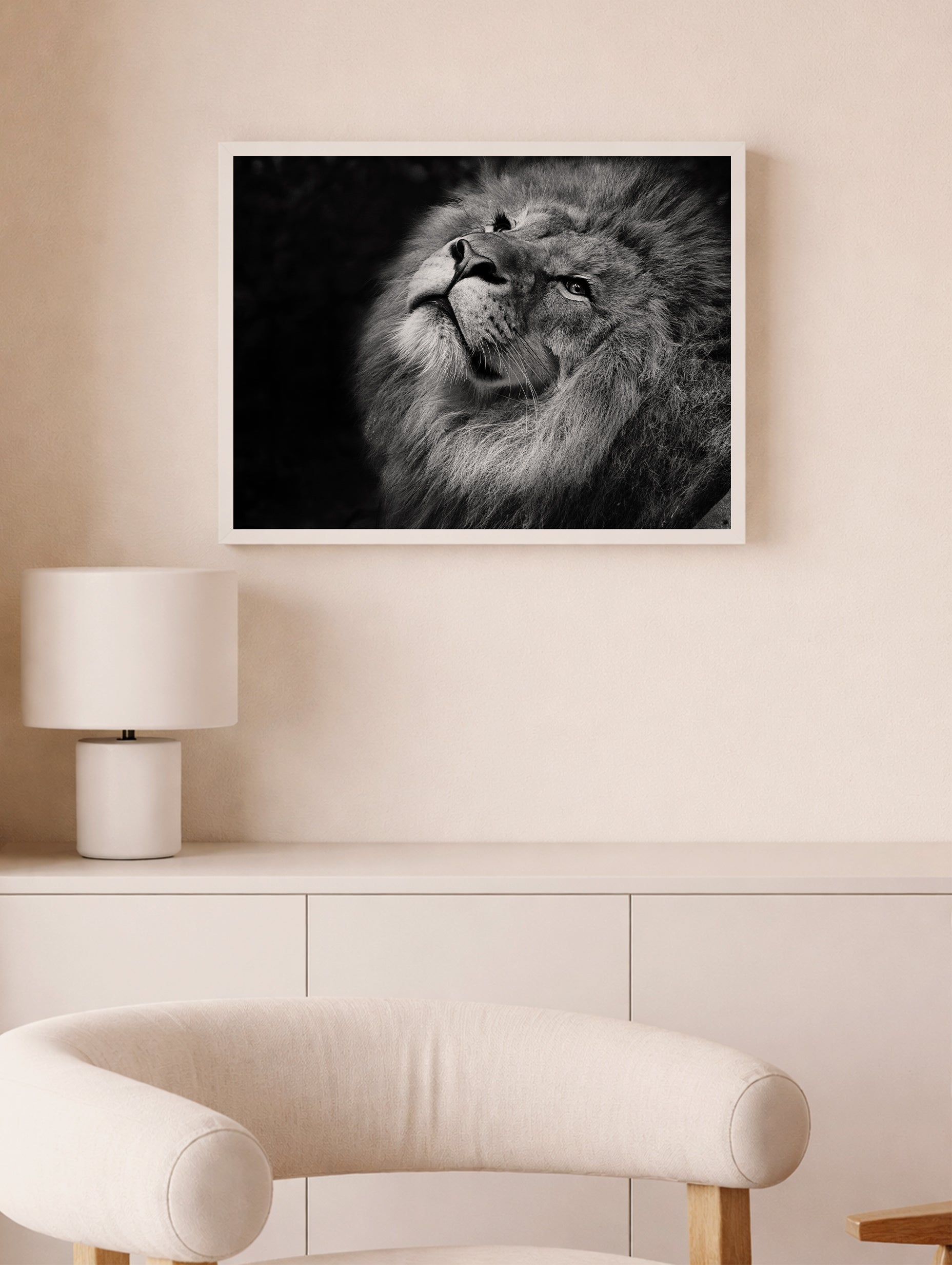 Majestic Lion Black and White Posters