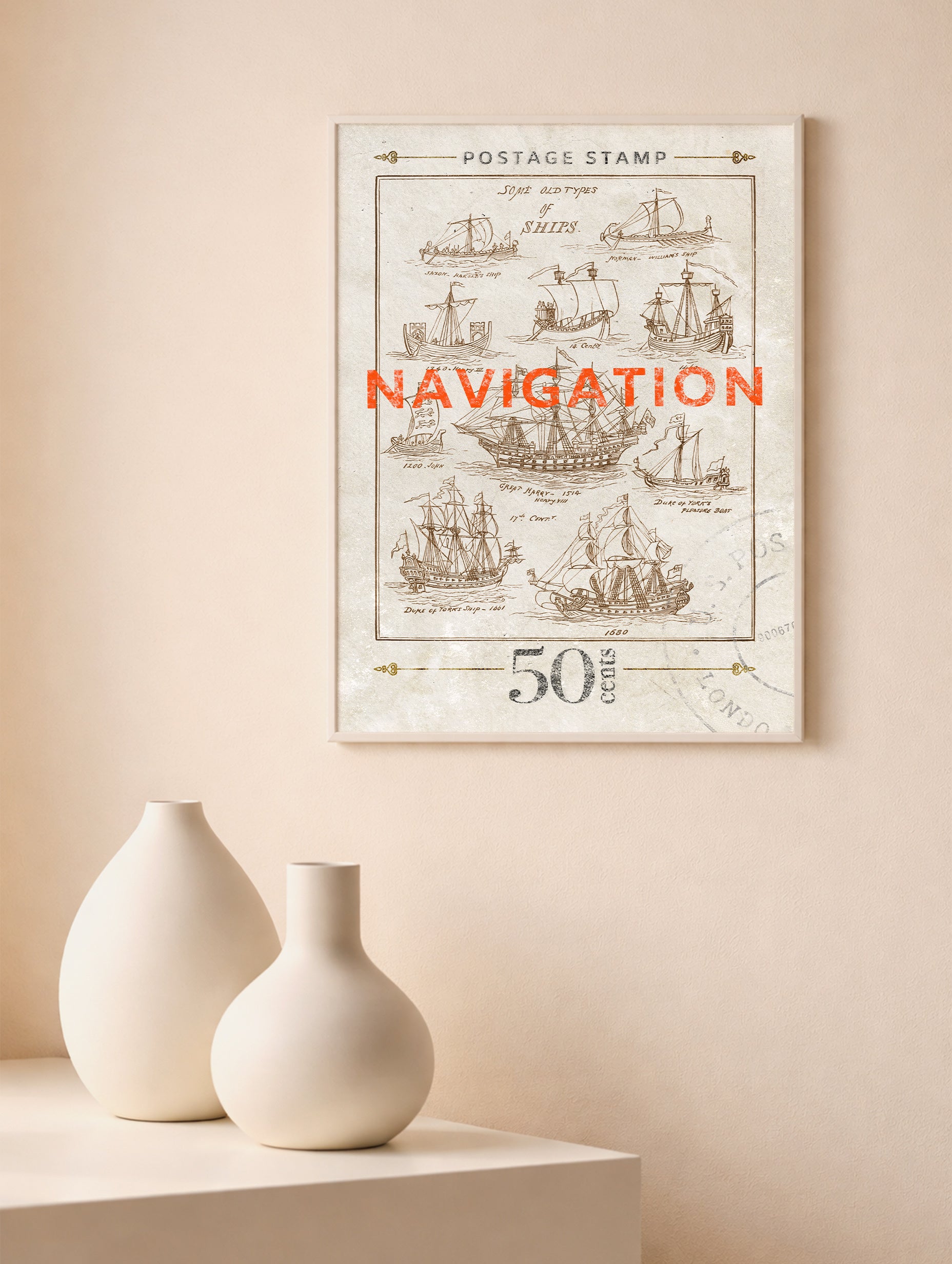 Navigation - Vintage Ship Poster