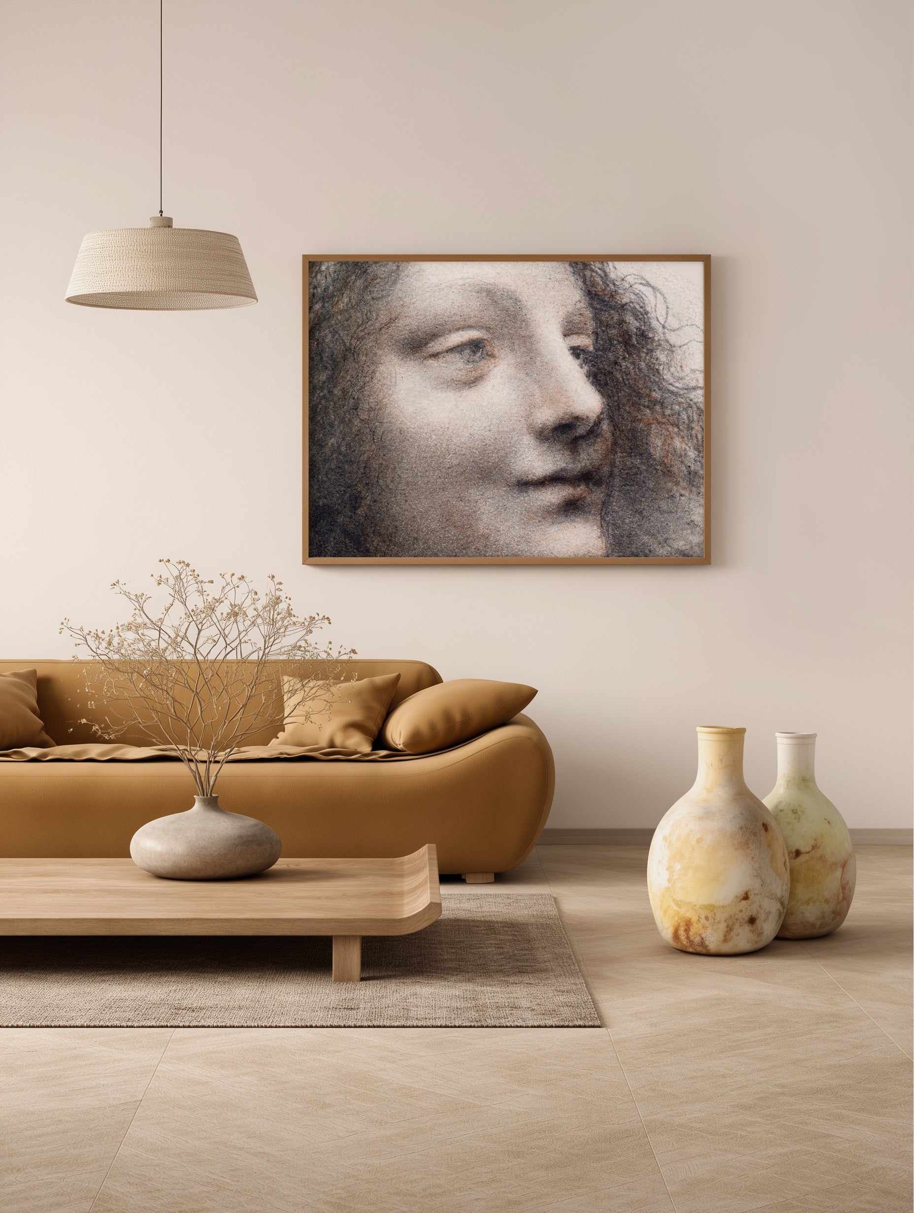 The Head of the Virgin in Three-Quarter View Facing Right Leonardo Da Vinci Art Print