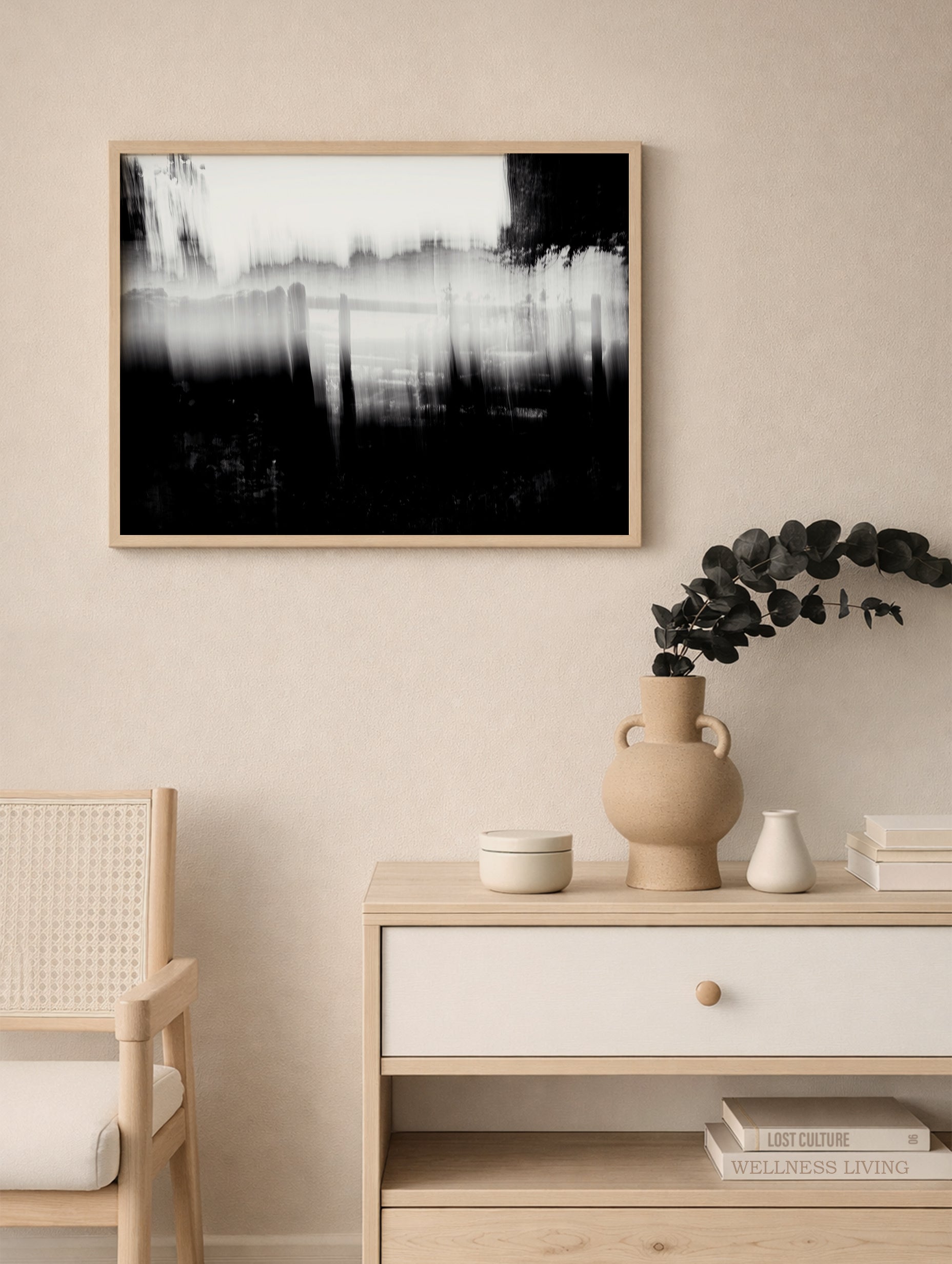 Abstract Landscape Black and White Art Print