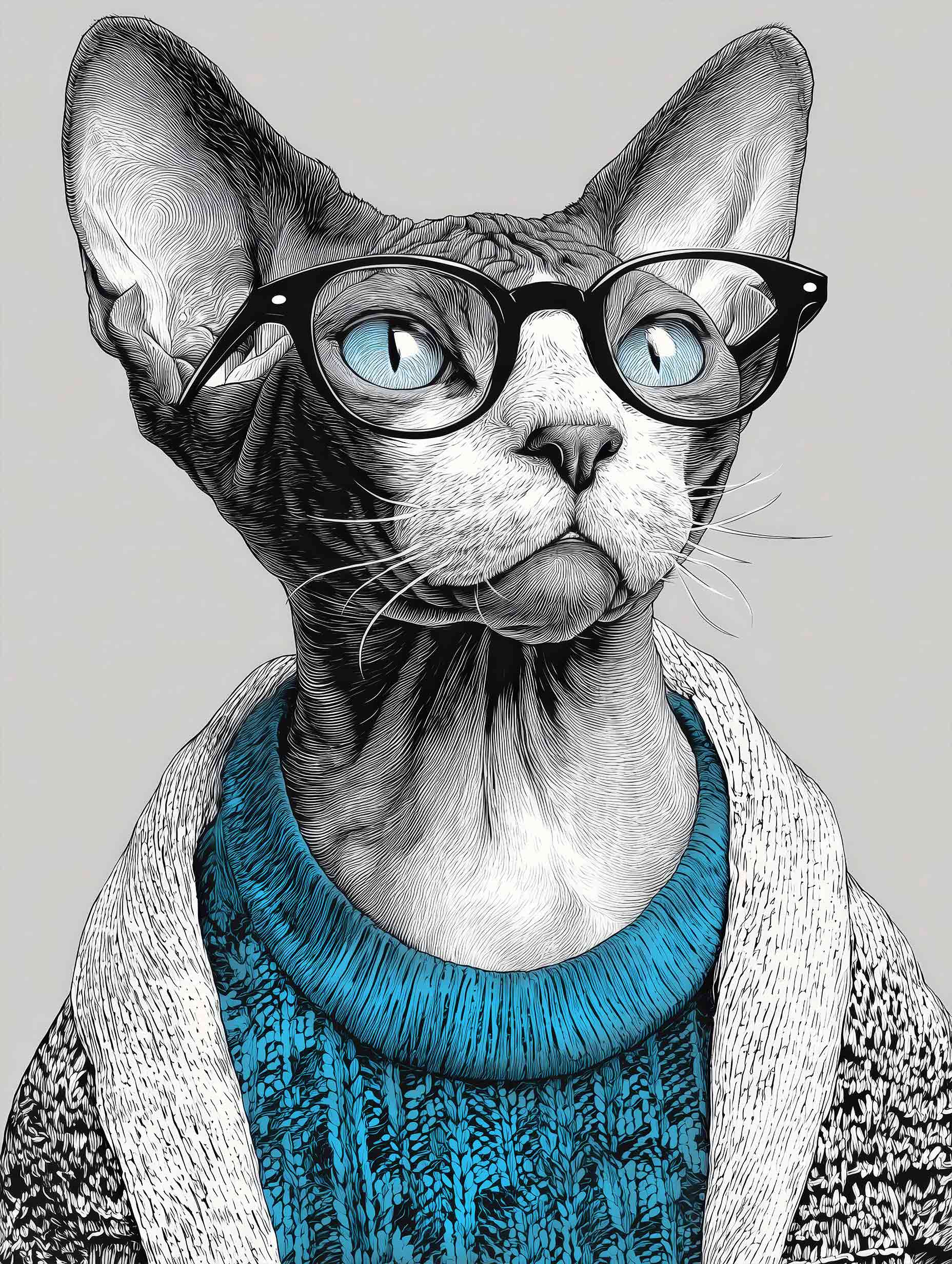 Justyna Jaszke - JBJart Hipster Cat Poster