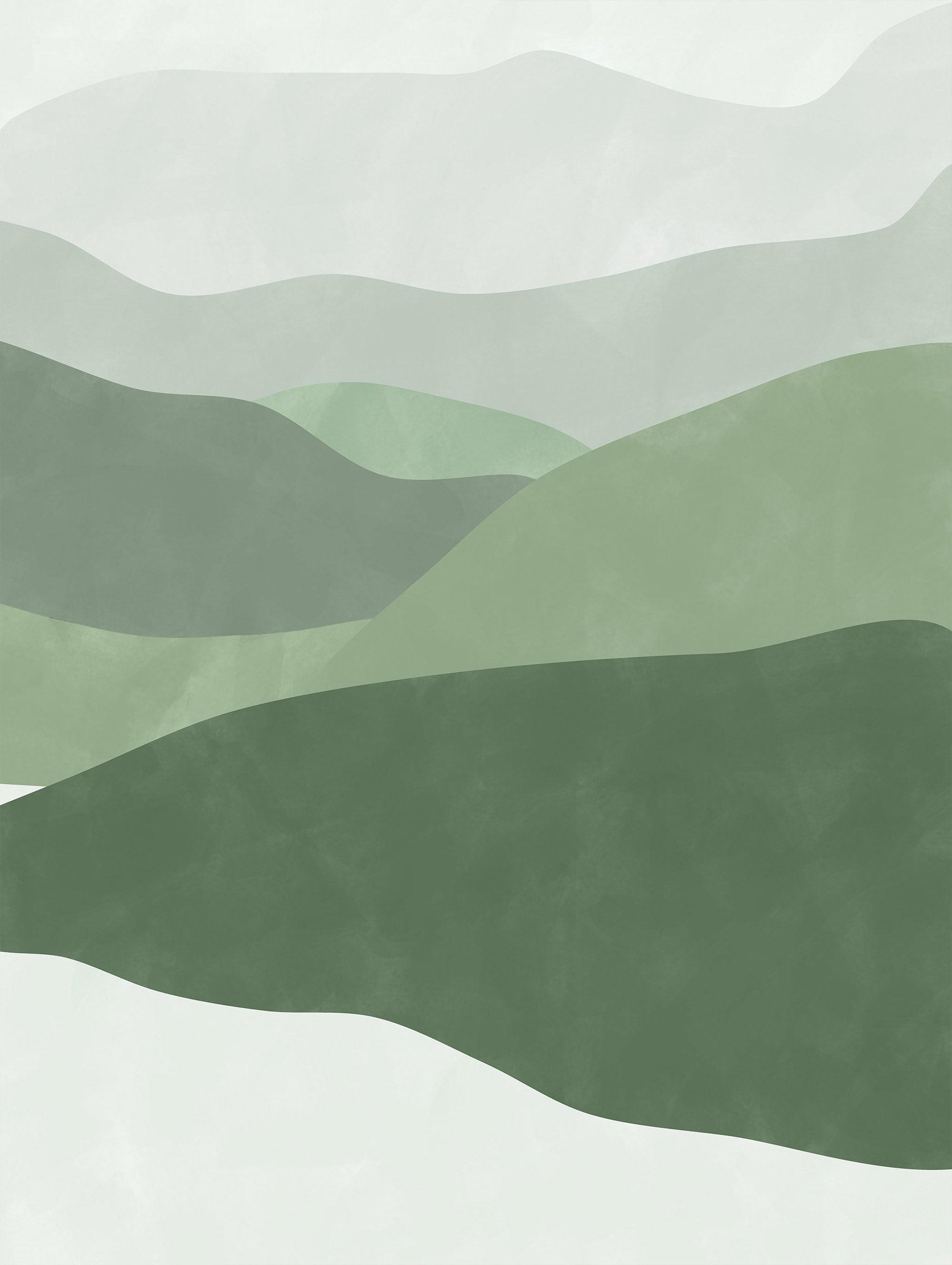 Elena Ristova - Green Hills Minimalist Landscape Poster No 2