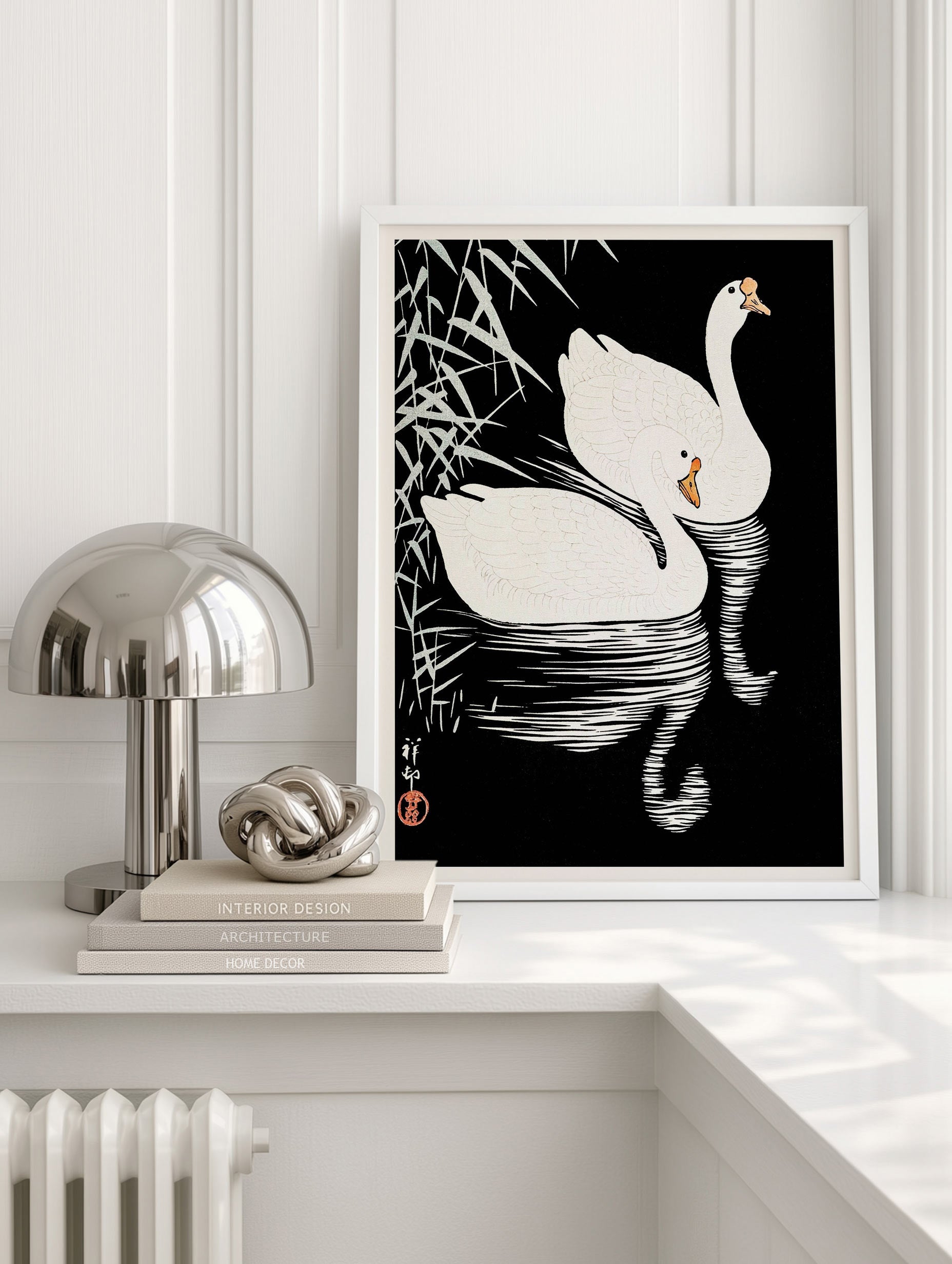 Hvite kinesiske gjess – Ohara Koson