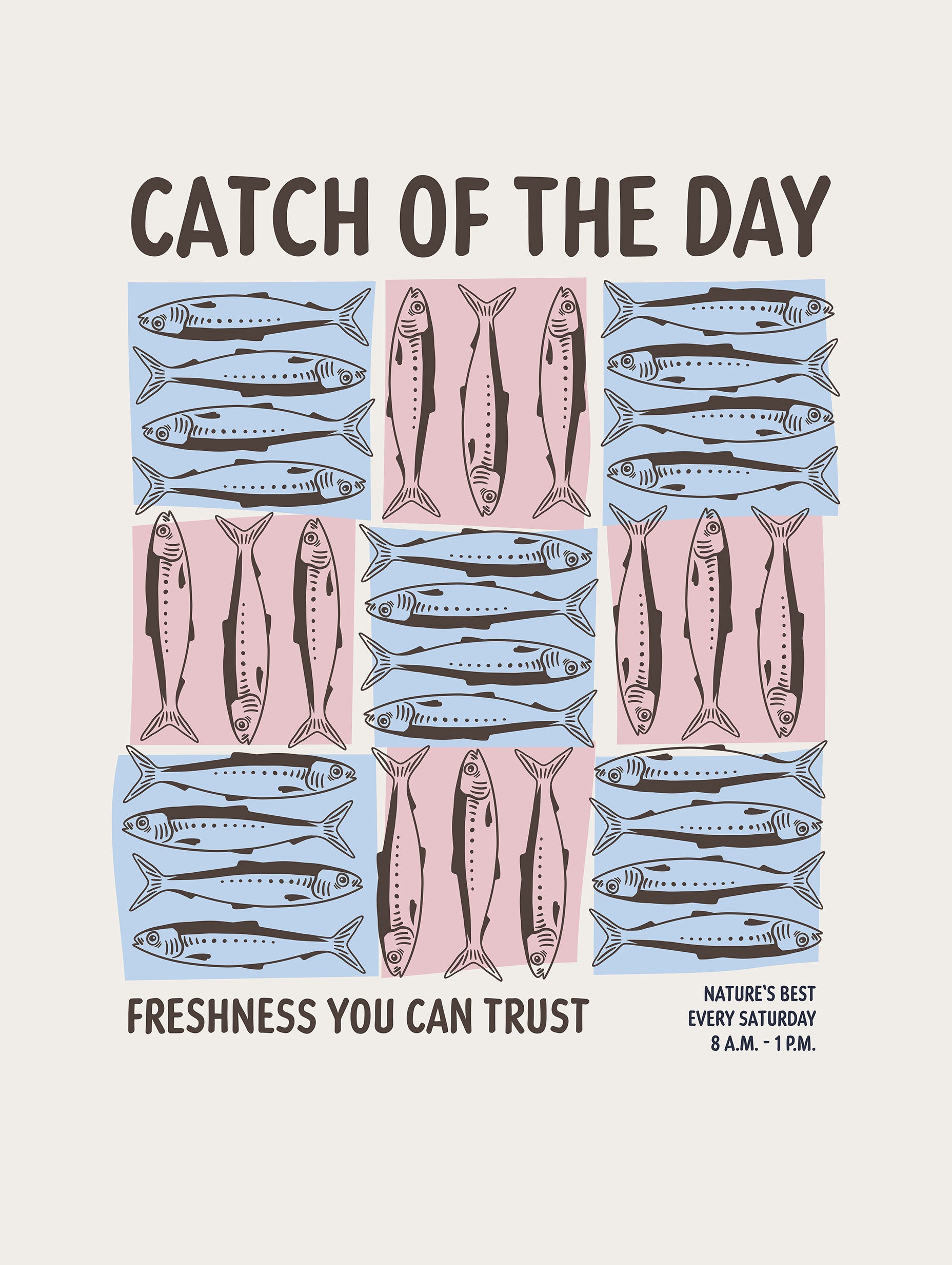 Alexendra Weise - Catch Of The Day Pink Blue Sardines Poster