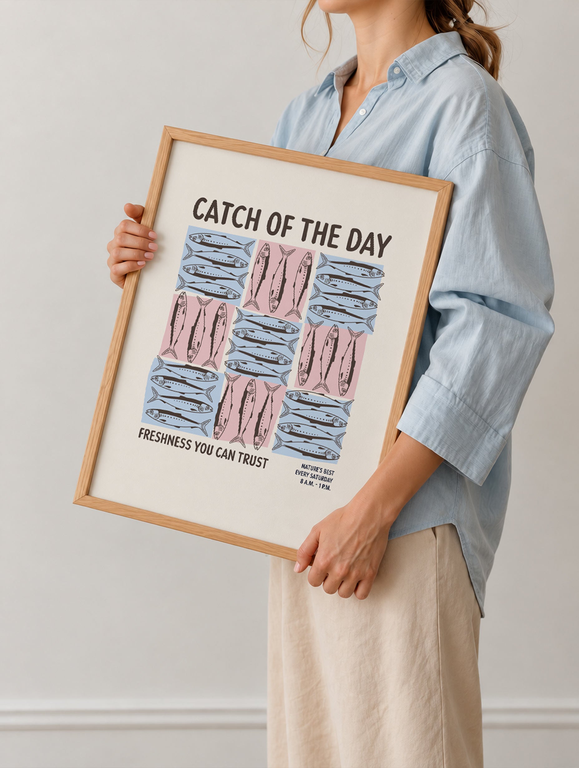 Alexendra Weise - Catch Of The Day Pink Blue Sardines Poster