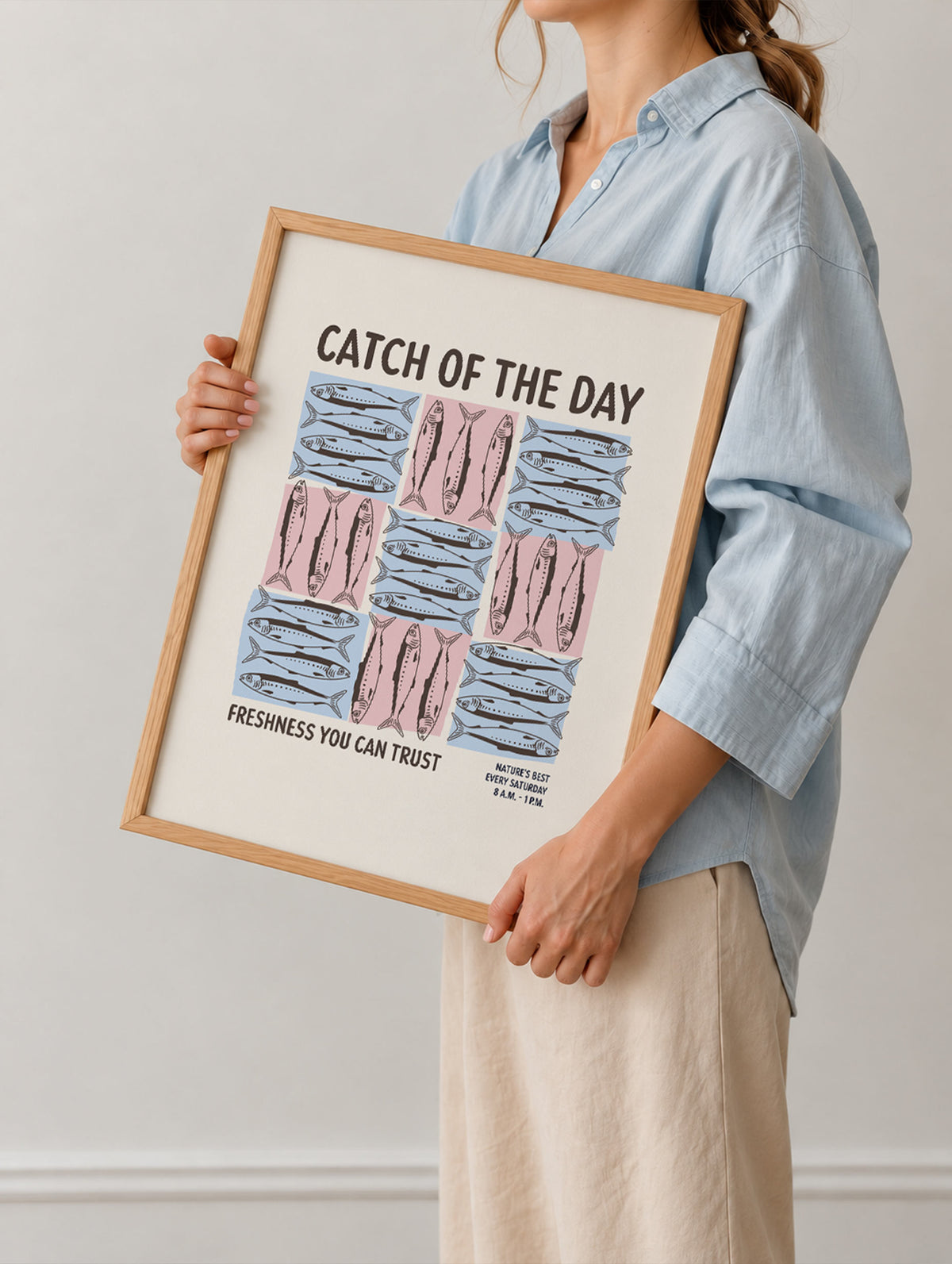 Alexendra Weise - Catch Of The Day Pink Blue Sardines Poster