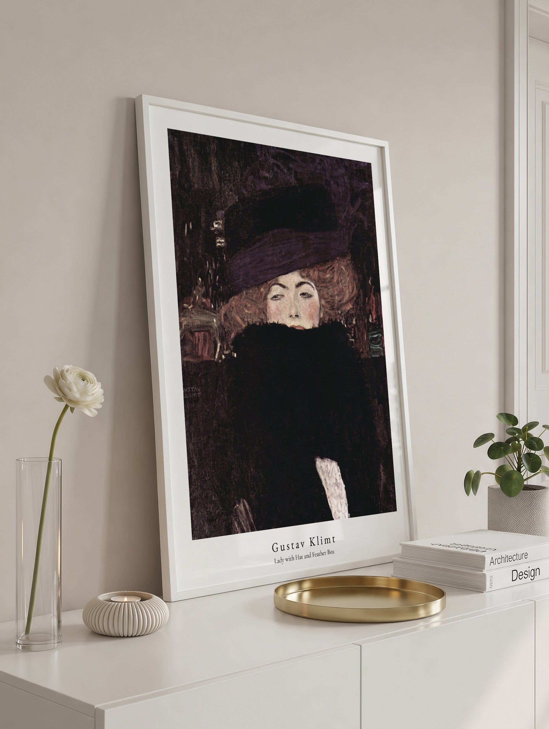 Dame med hatt og fjærboa - Gustav Klimt