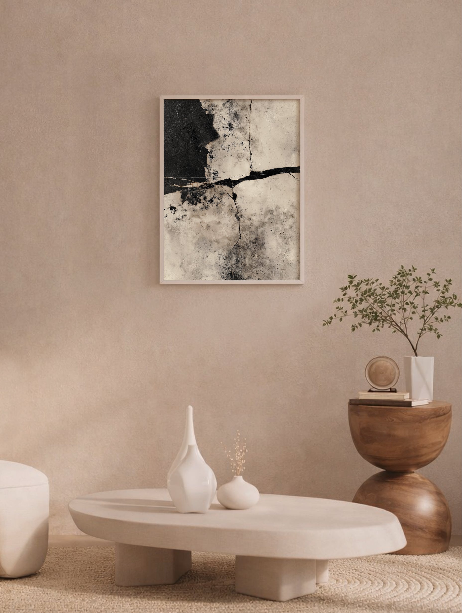 Första huset i en bosättning abstrakt konsttryck