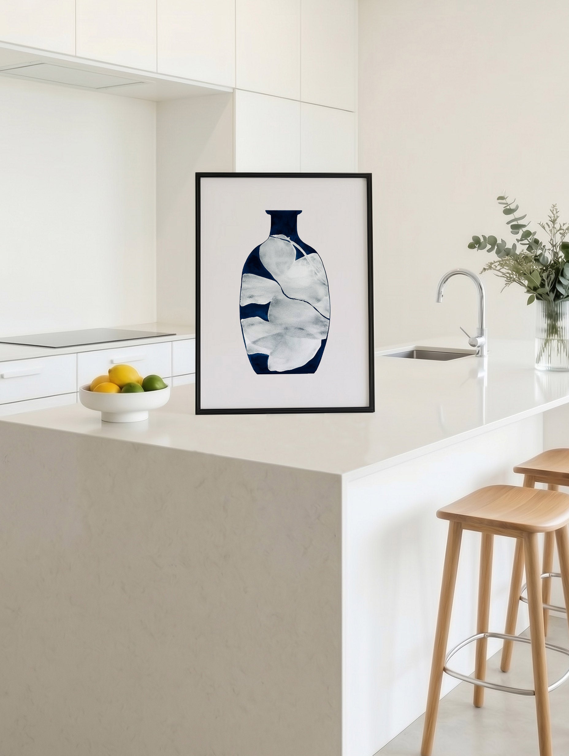 Blå vase-plakat
