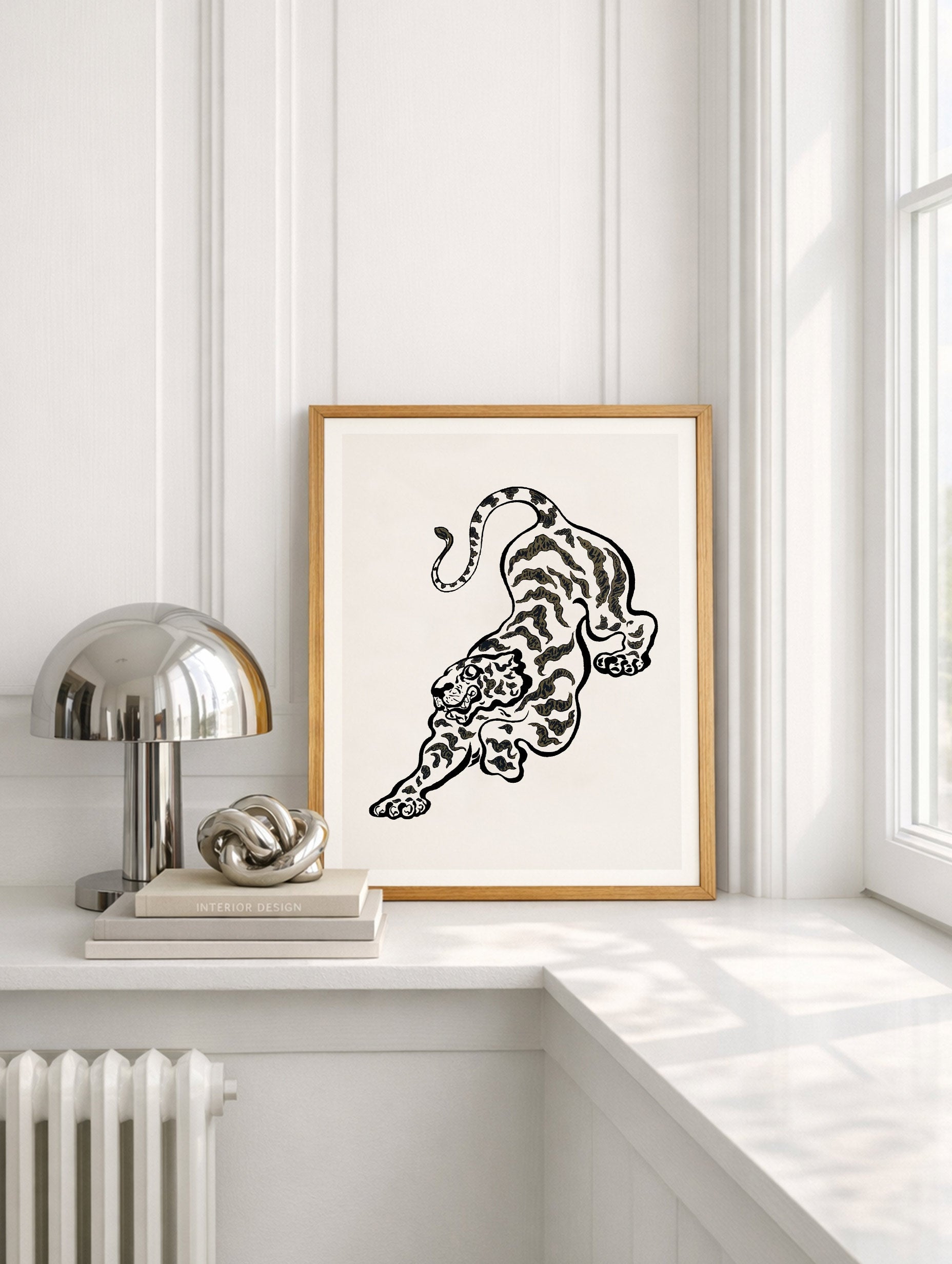 Minimalist Tiger Japanese Art Print Mockup