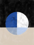 Elena Ristova - Intersected Circle with Blue and White Quadrants Poster