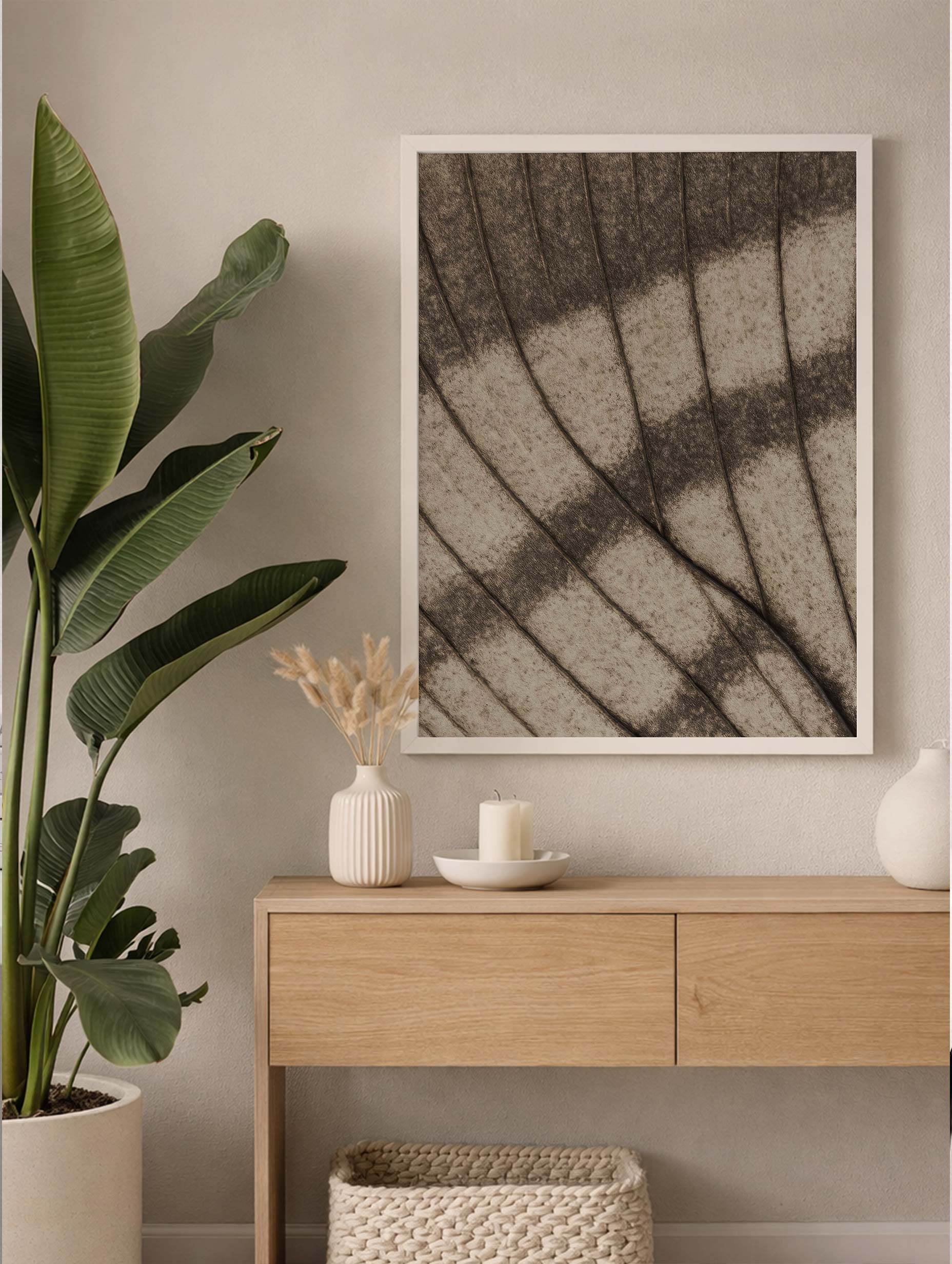 Plakat med tørkede blad-mønstre