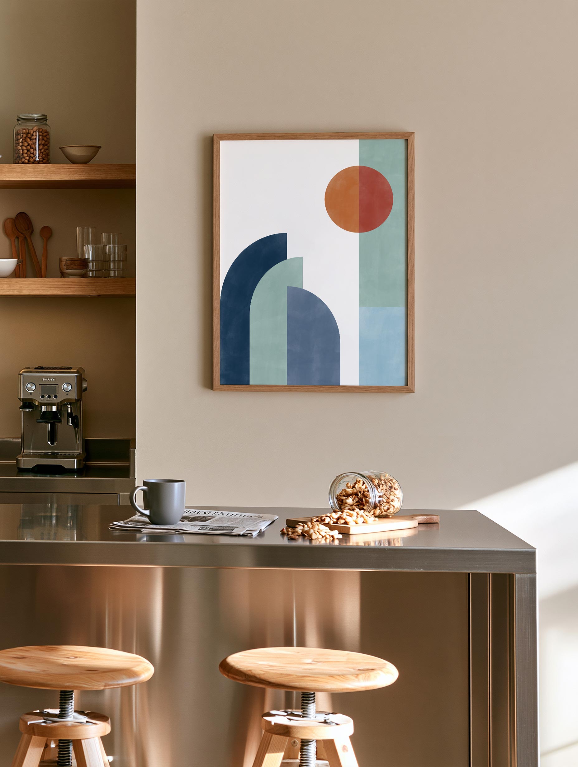 Elena Ristova - Blue & Rust Retro Poster No. 2