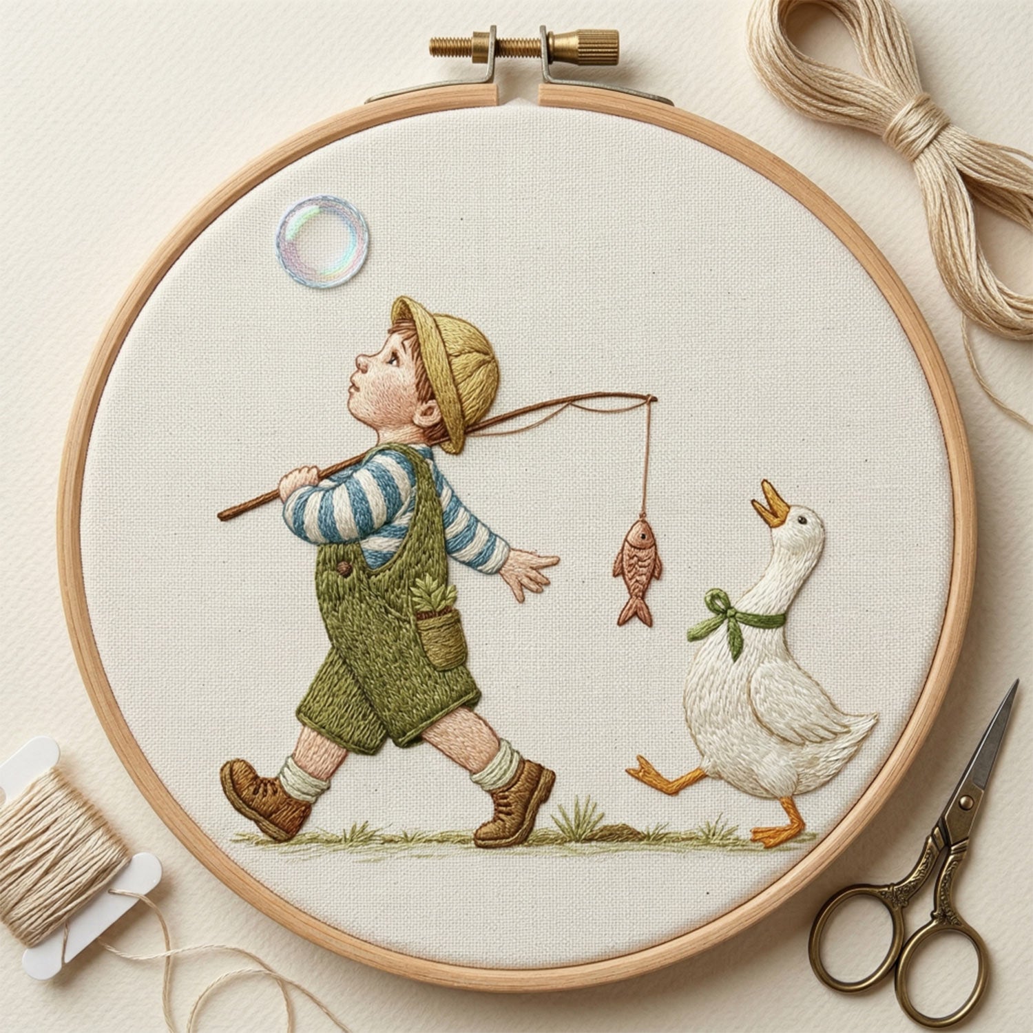 Broderidesign Lilla fiskaren & Ankan