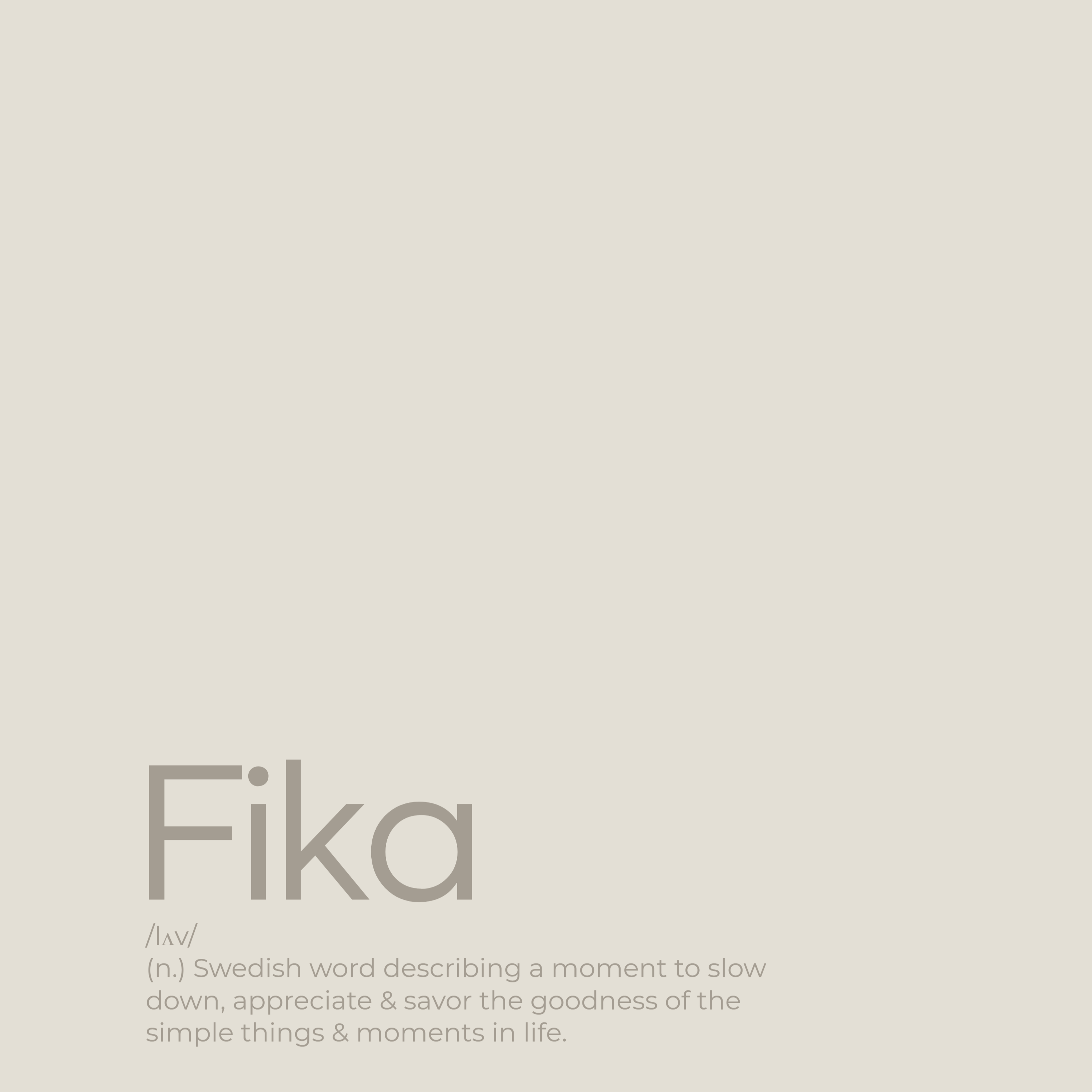 Fika Minimalist Scandinavian Quote Poster