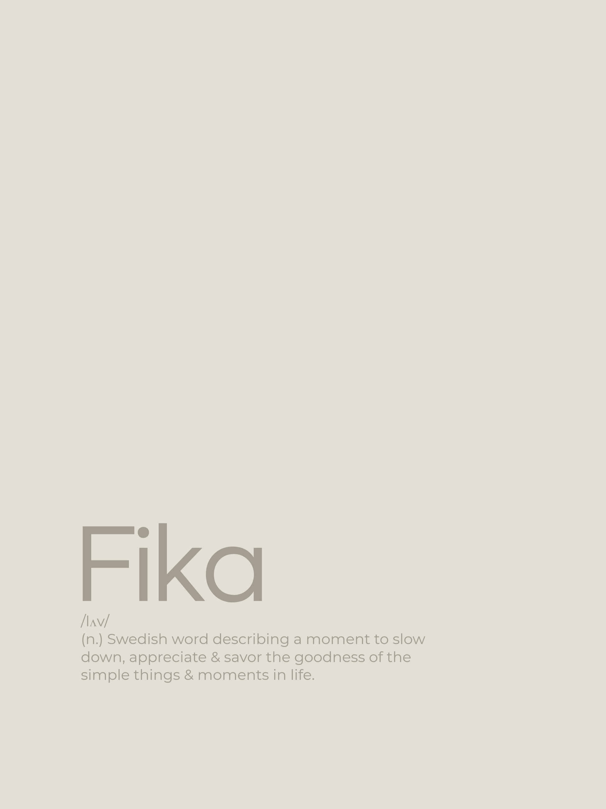 Fika Minimalist Scandinavian Quote Poster