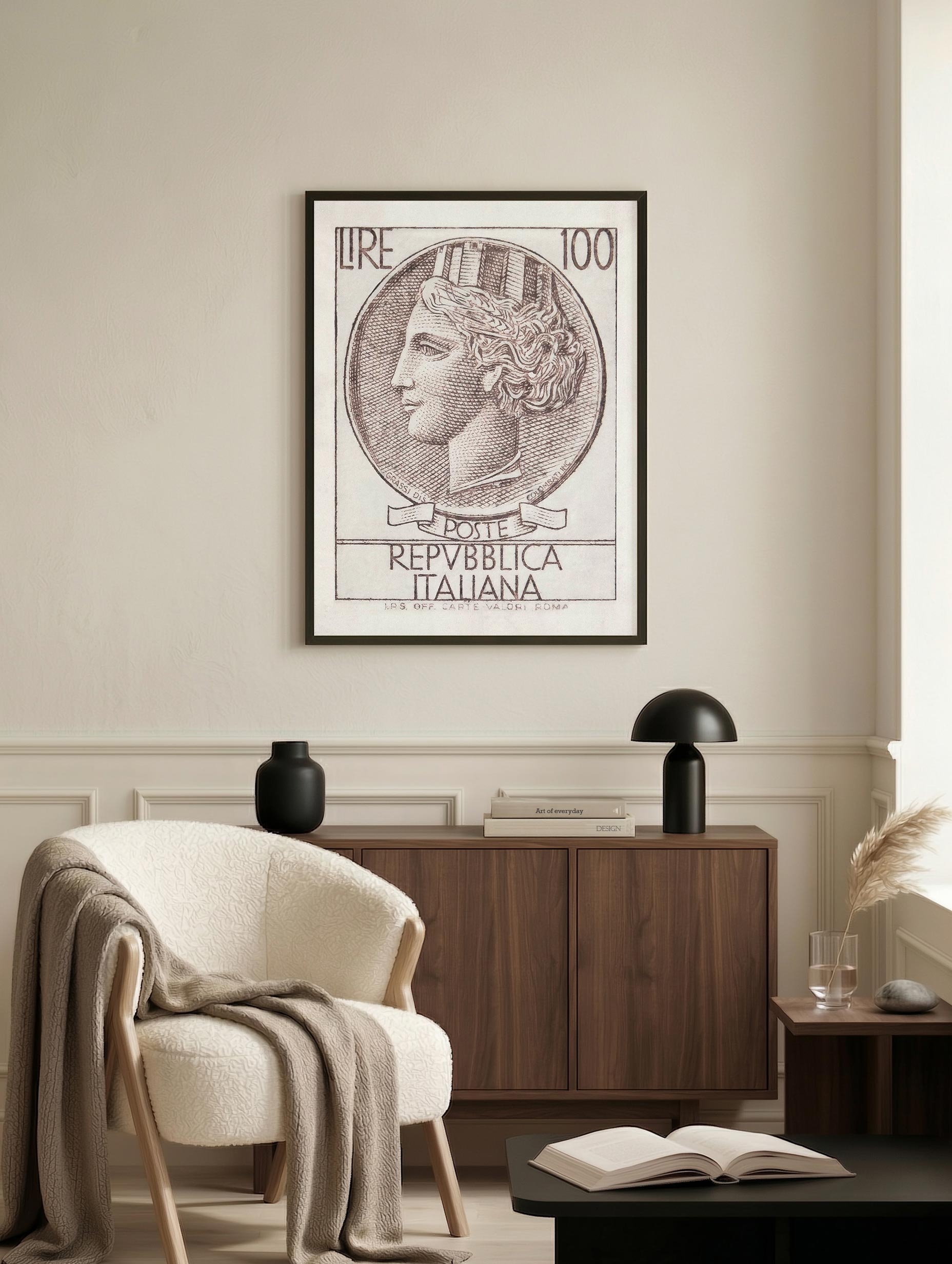 100 Lire Italiensk Frimerkeplakat