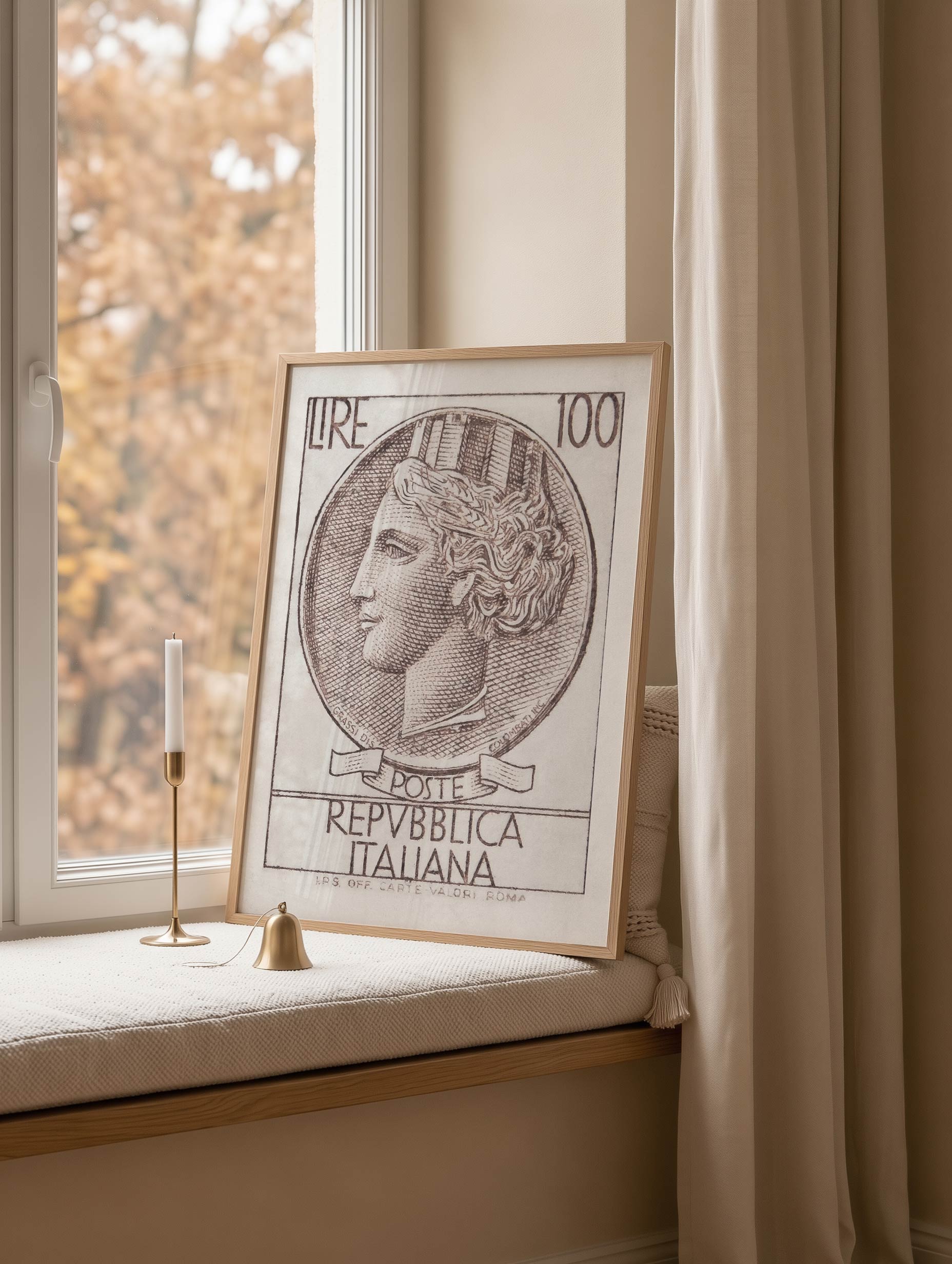 100 Lire Italiensk Frimerkeplakat