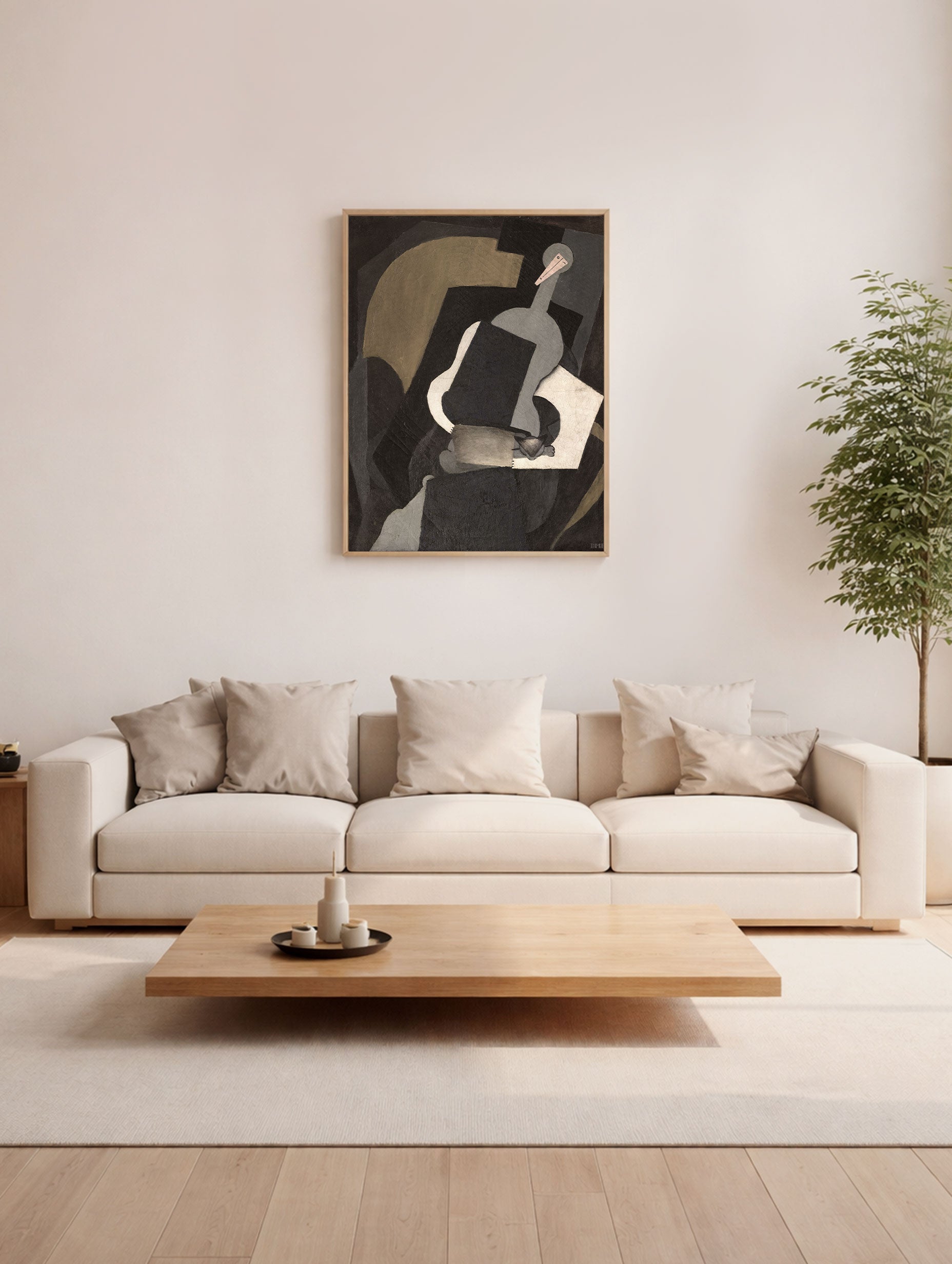 Seated Woman (Woman with the Body of a Guitar) Diego Rivera Art Print Mockup