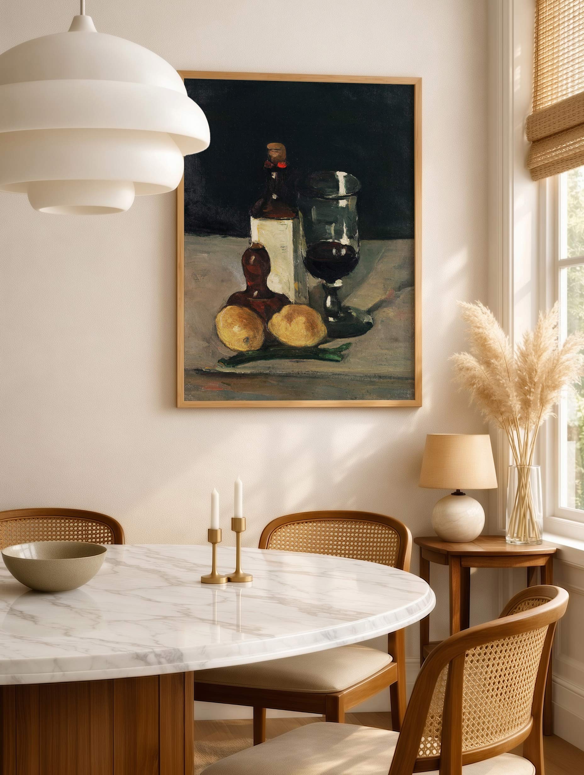 Stilleben med flaske, glass og sitroner – Paul Cézanne