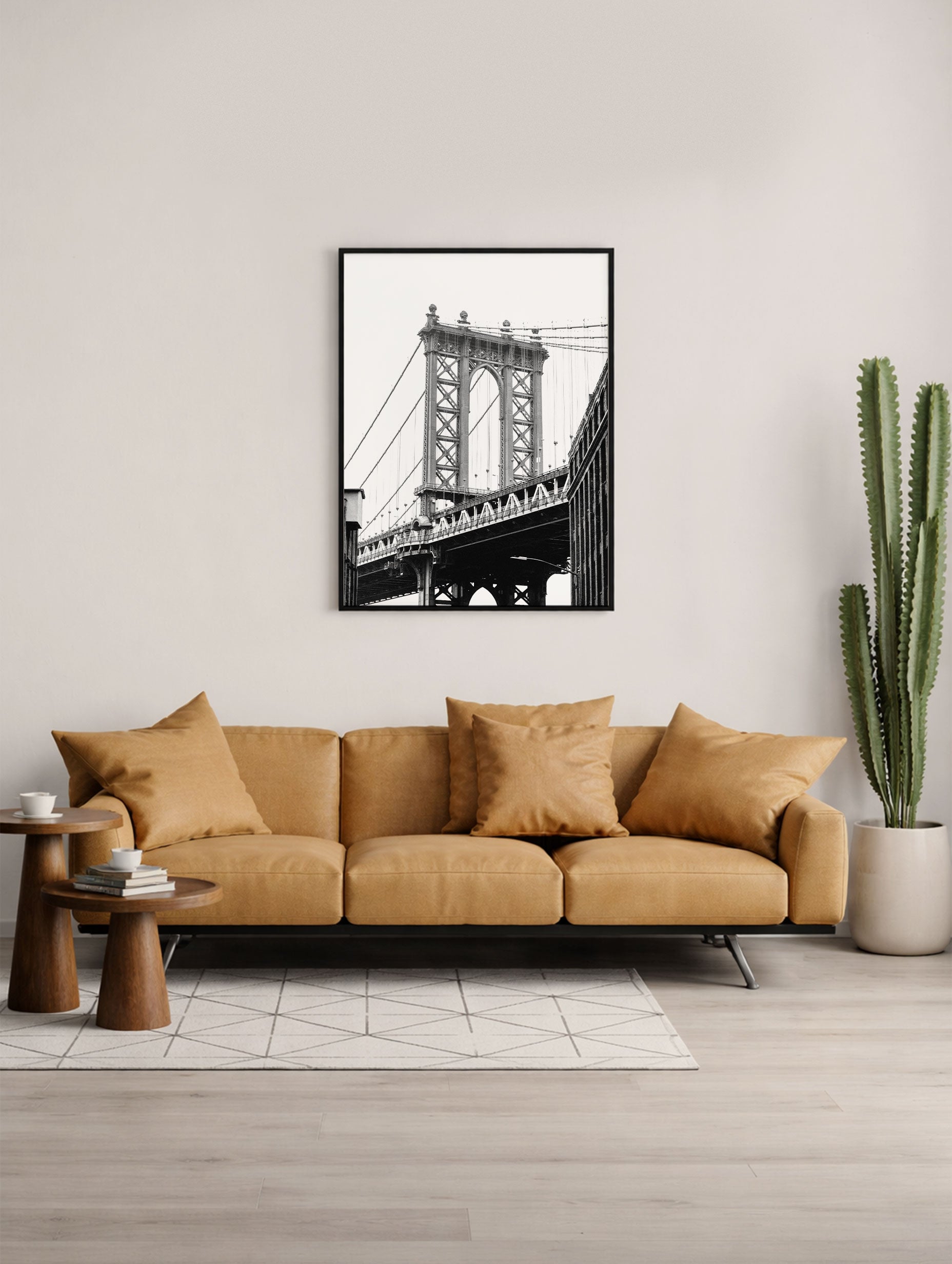 Manhattan Bridge Black and White Poster Mockup