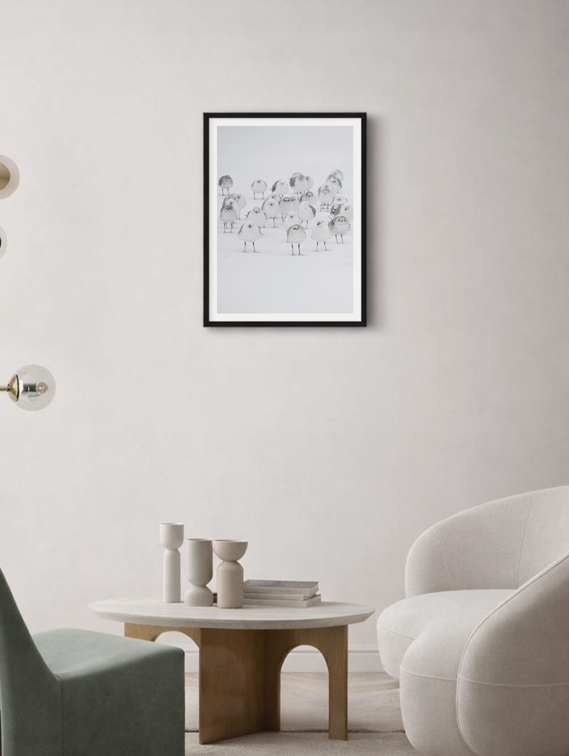 White Birds in the Snow Animal Art Print No 2 Mockup