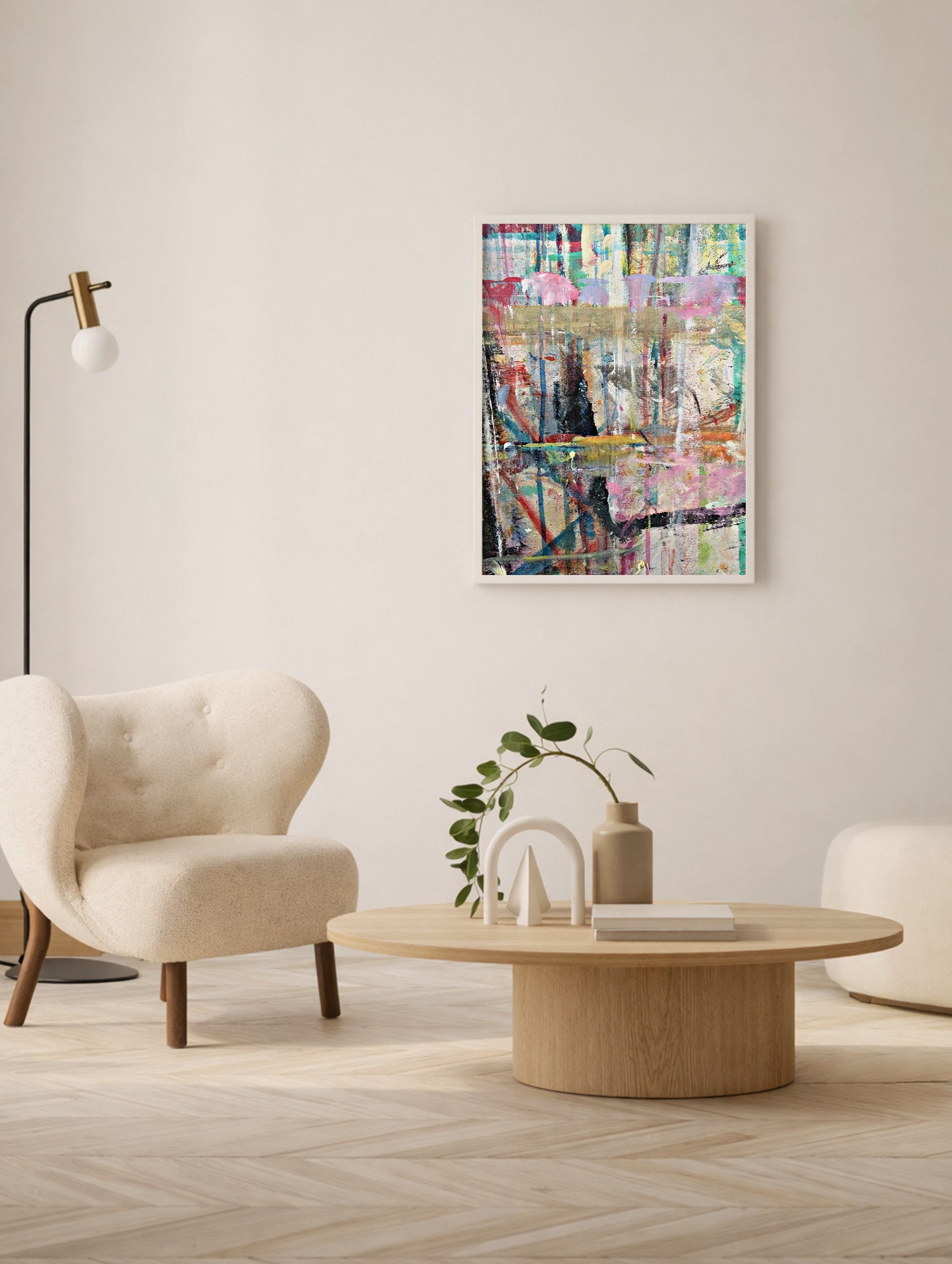 Mixed-Media Painting Abstract Art Print Mockup