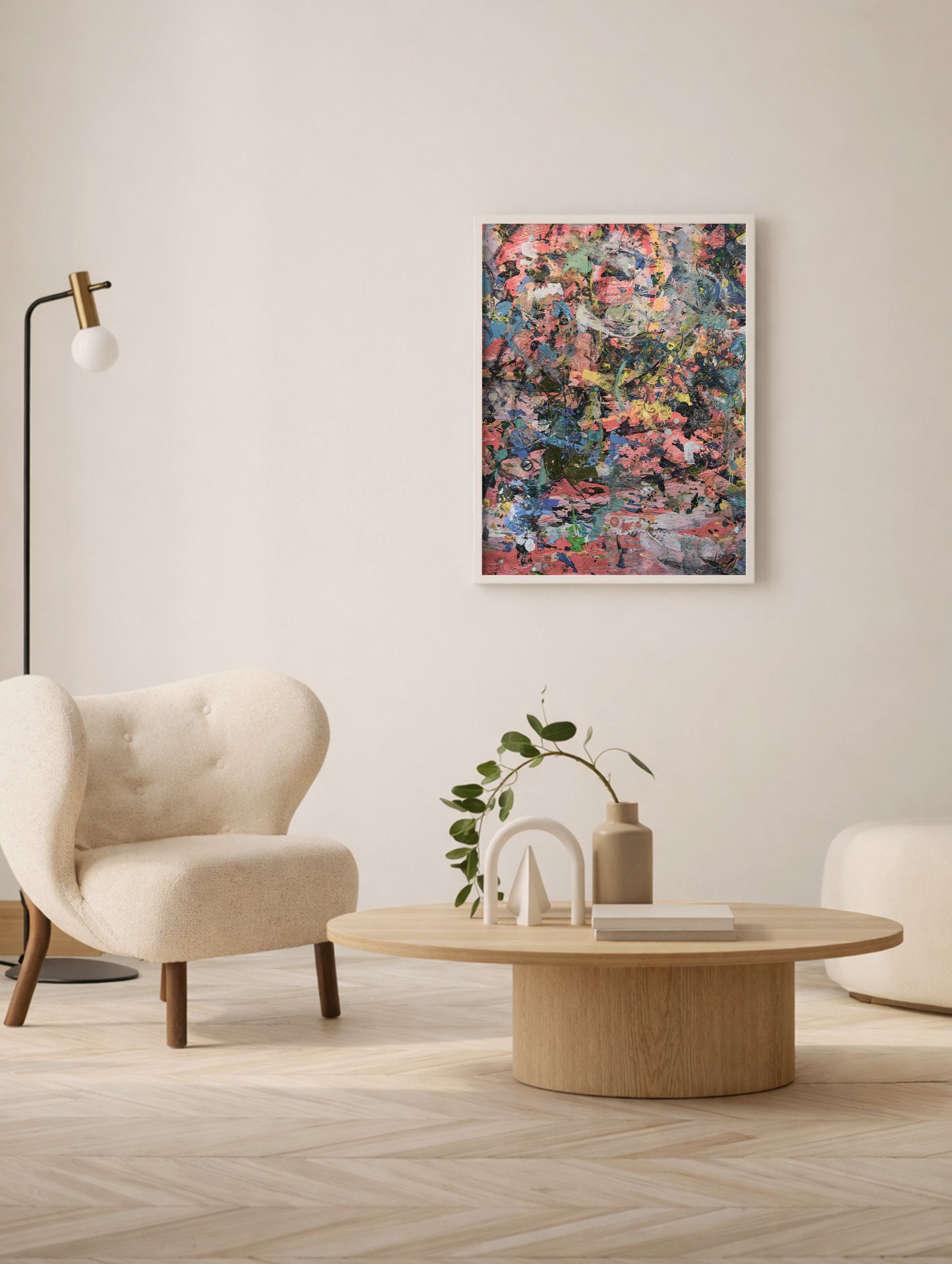 Colorful Wooden Palette Abstract Art Print Mockup