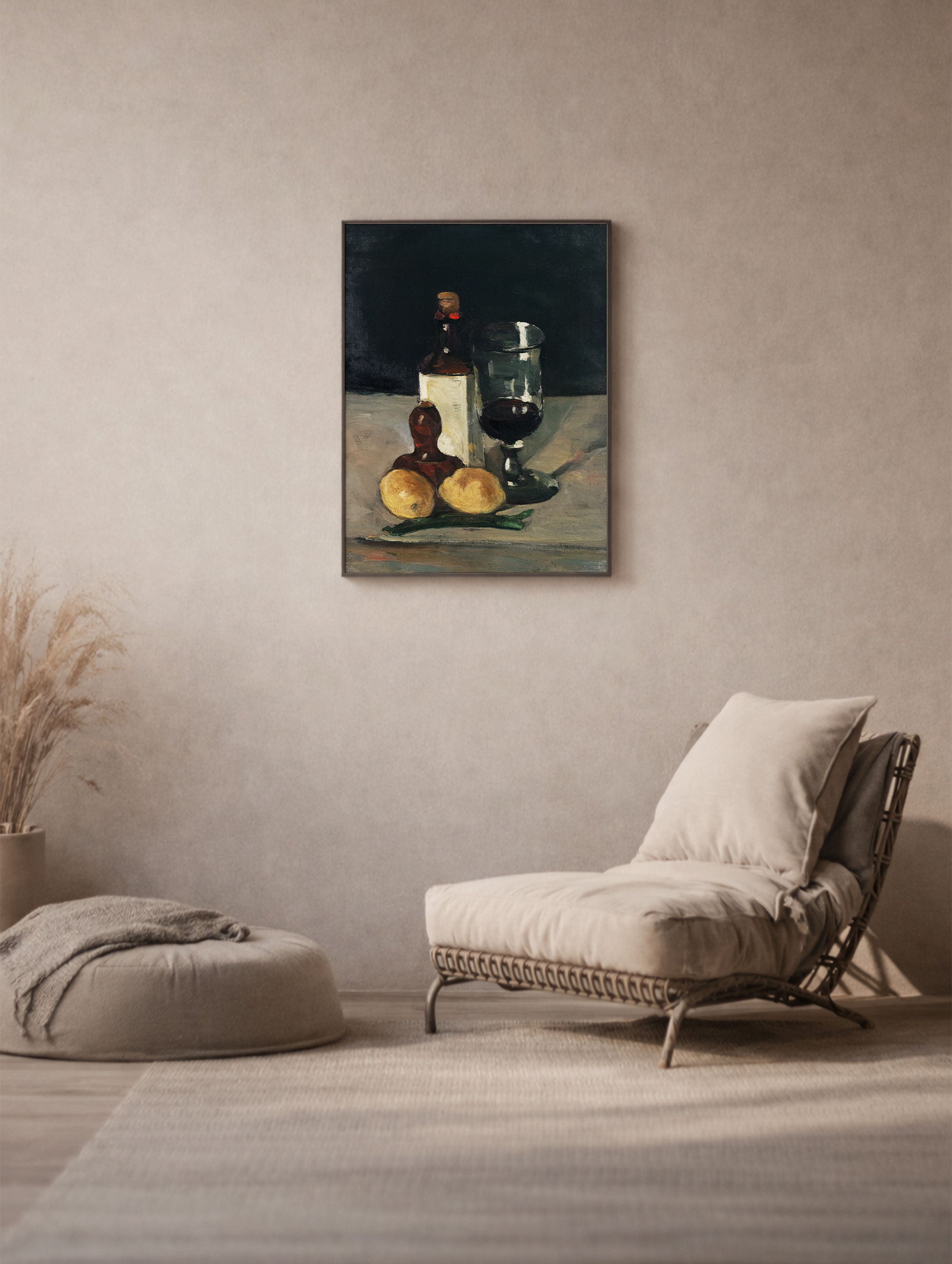 Still Life with Bottle, Glass, and Lemons Paul Cézanne Art Print Mockup