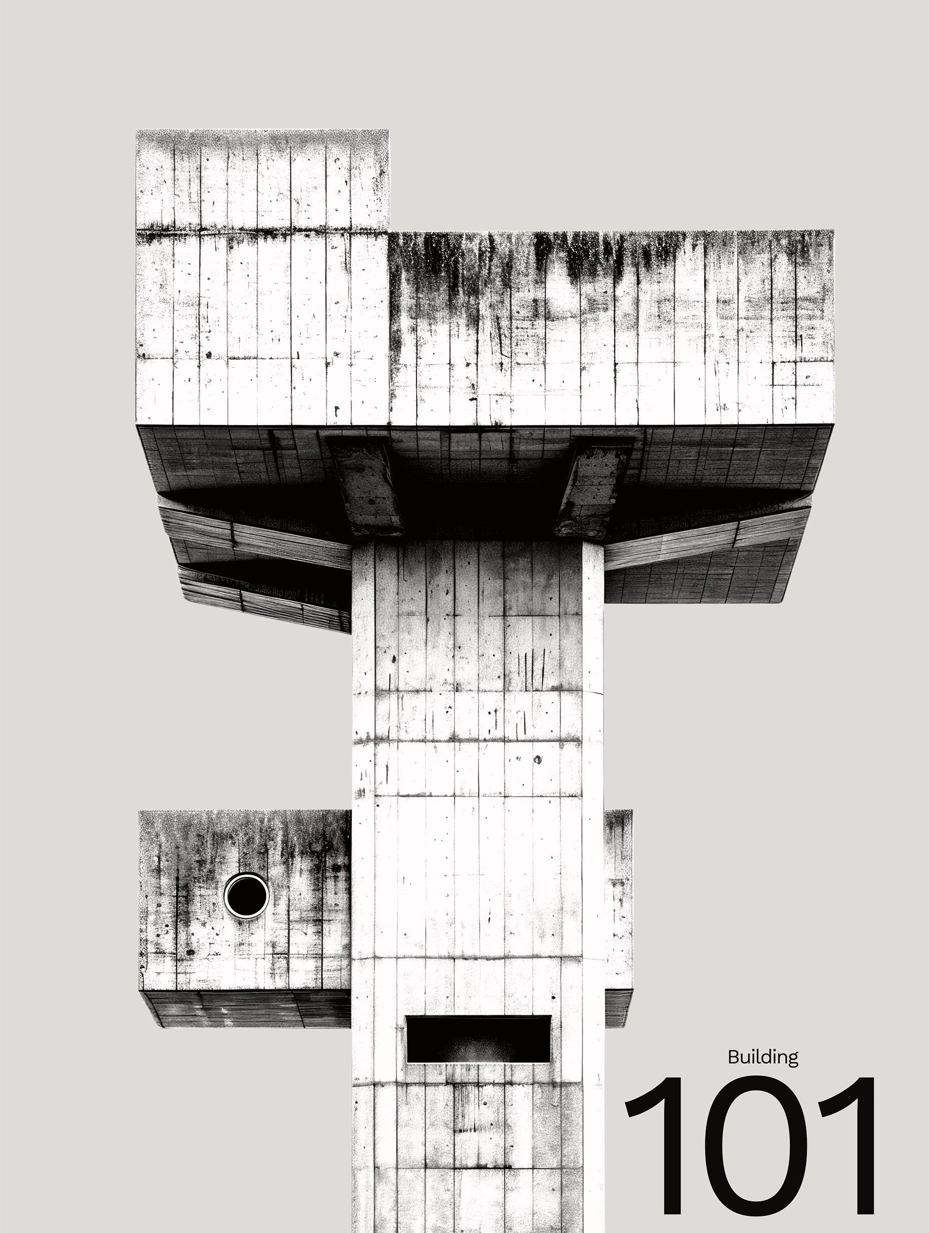 Första huset i en bosättning abstrakt konsttryck