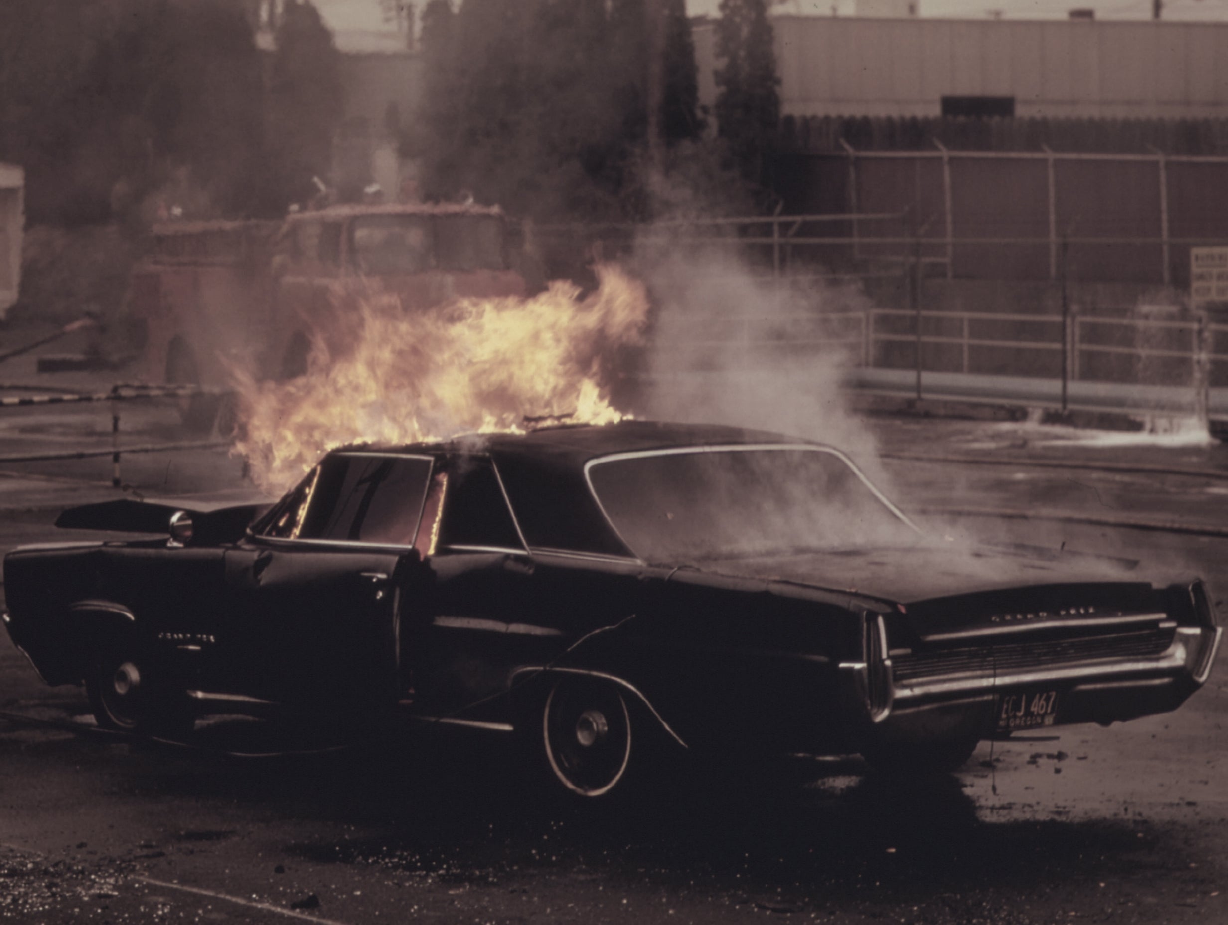 Pontiac Grand Prix Vintage Burning Car Poster