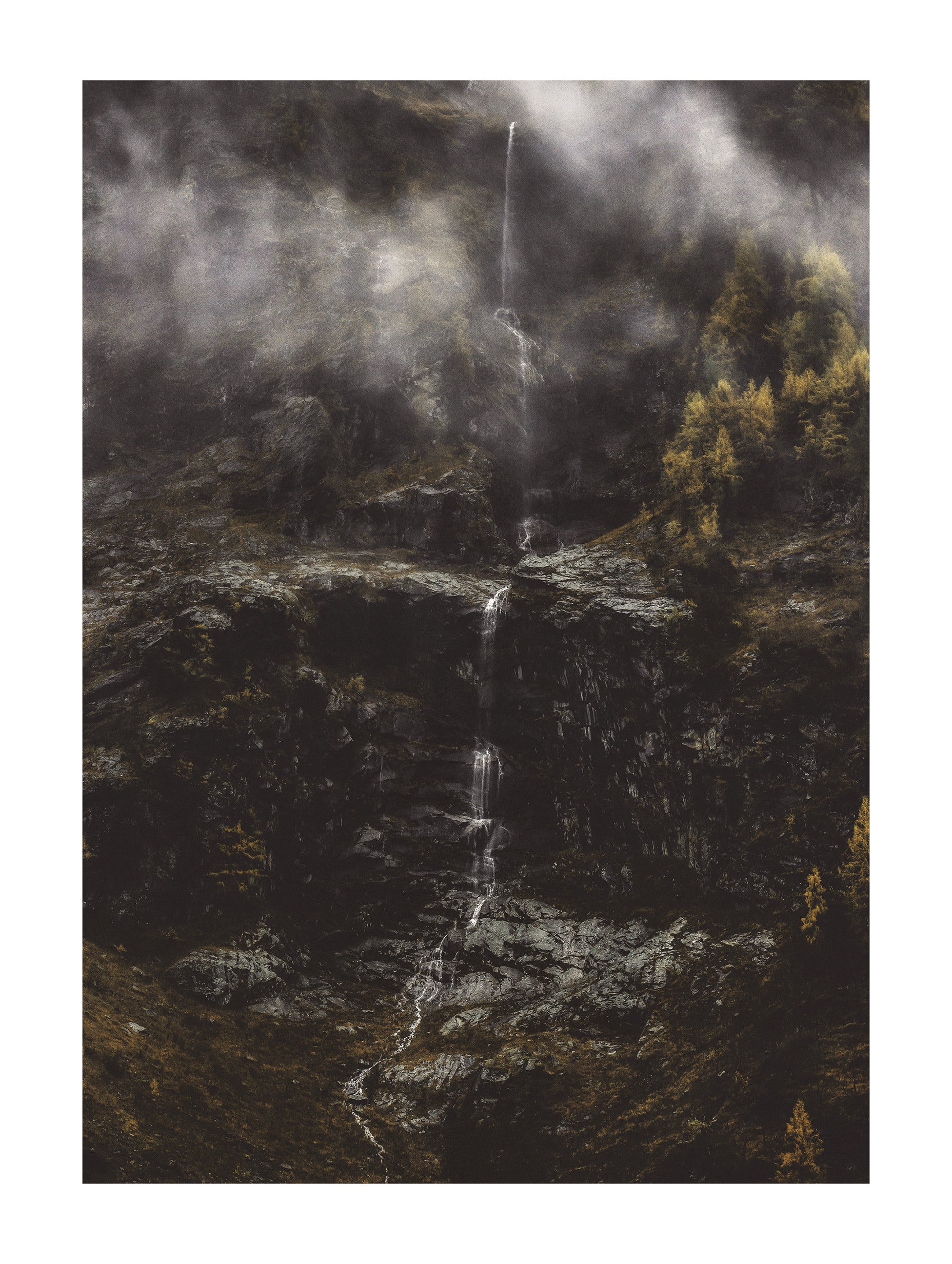 Misty Mountain Waterfall Wall Art