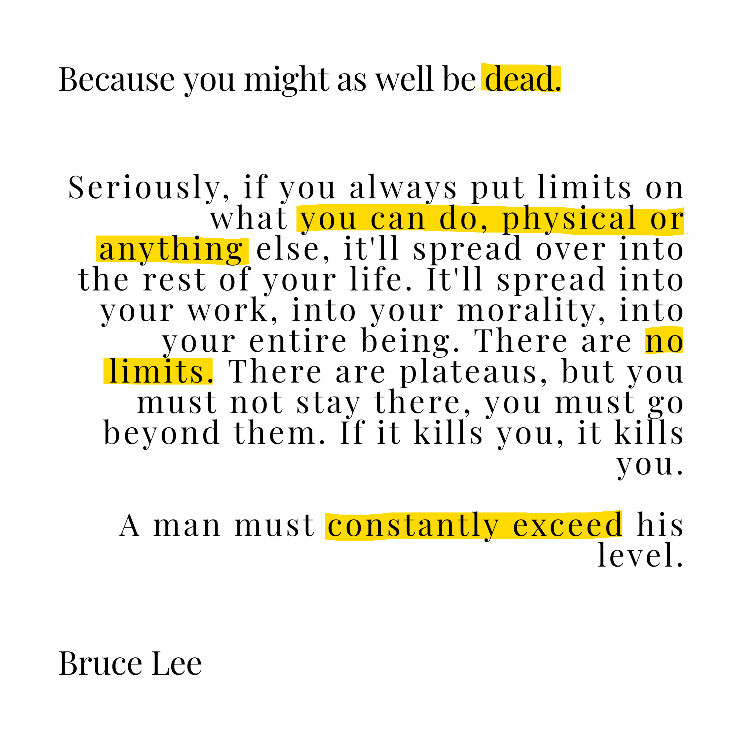 No Limits Bruce Lee Quote Poster