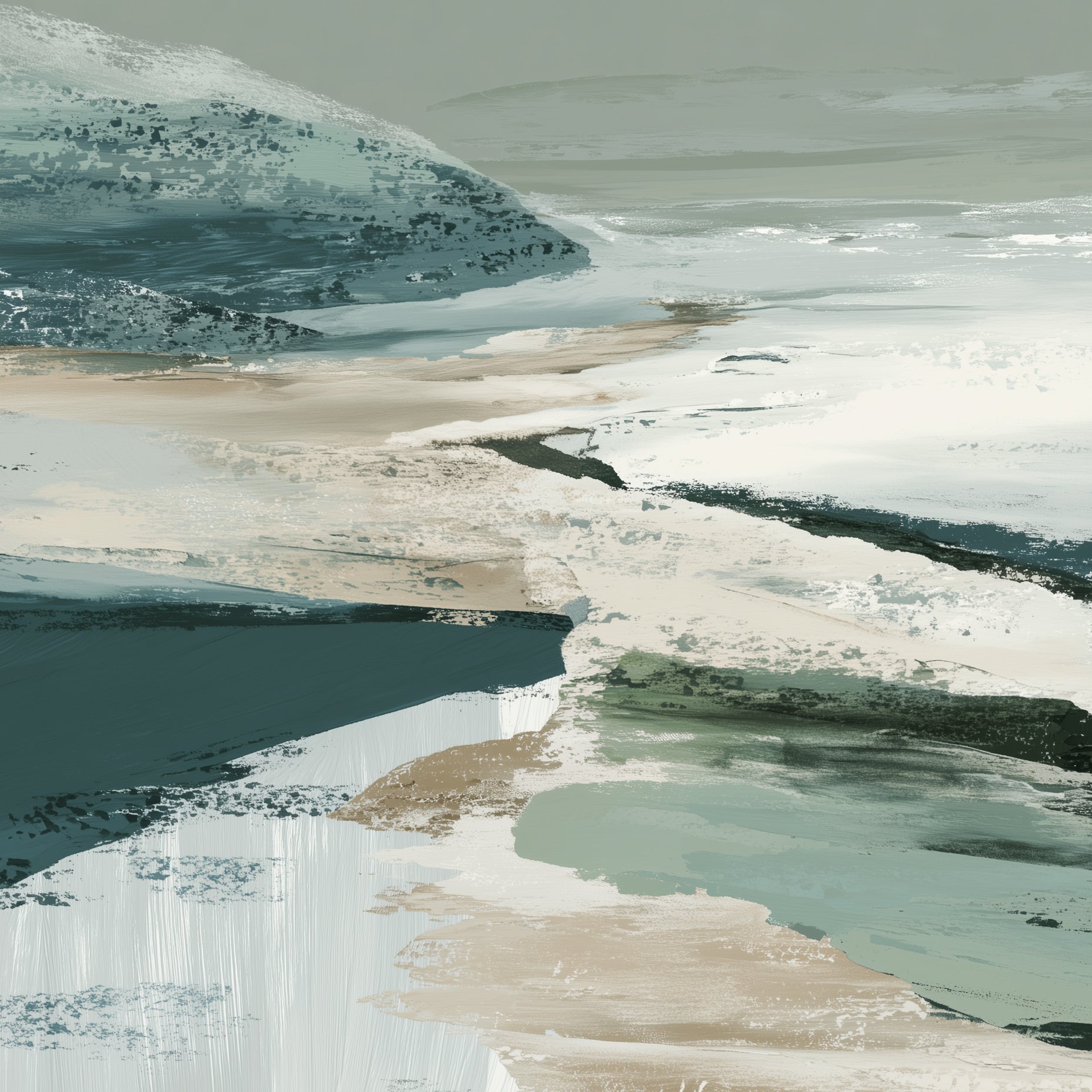 Första huset i en bosättning abstrakt konsttryck