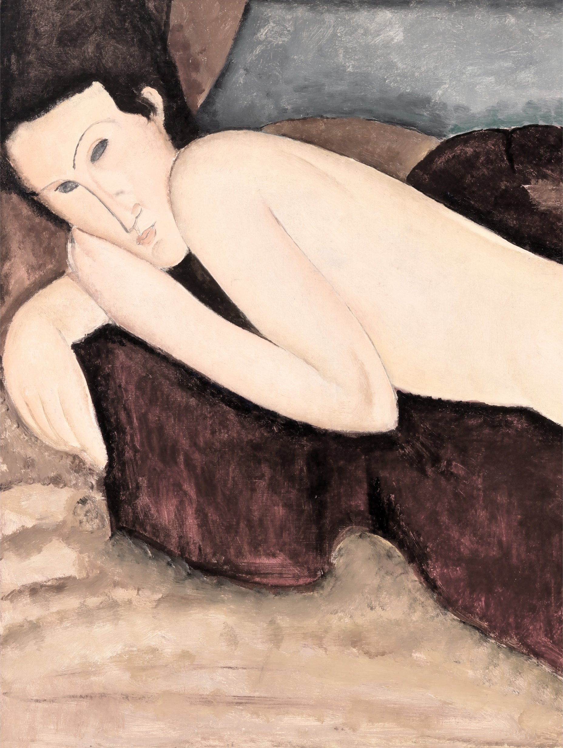 Kunsttrykk av Amedeo Modigliani, liggende naken bakfra